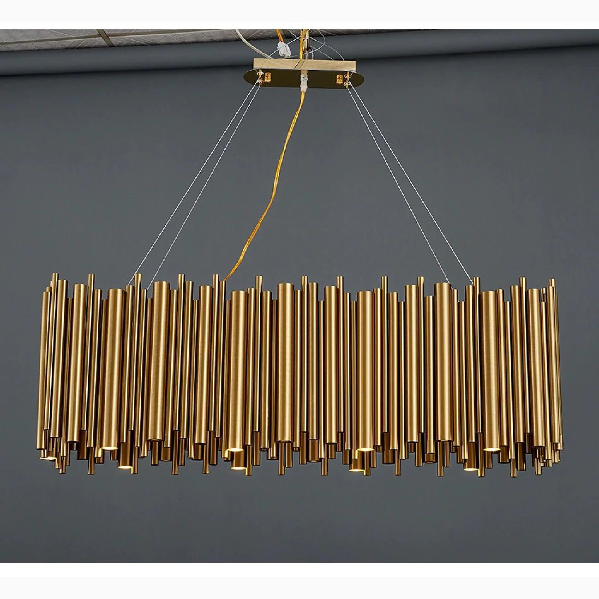 Fontan | Trendy Rectangle Gold Stainless Steel Chandelier