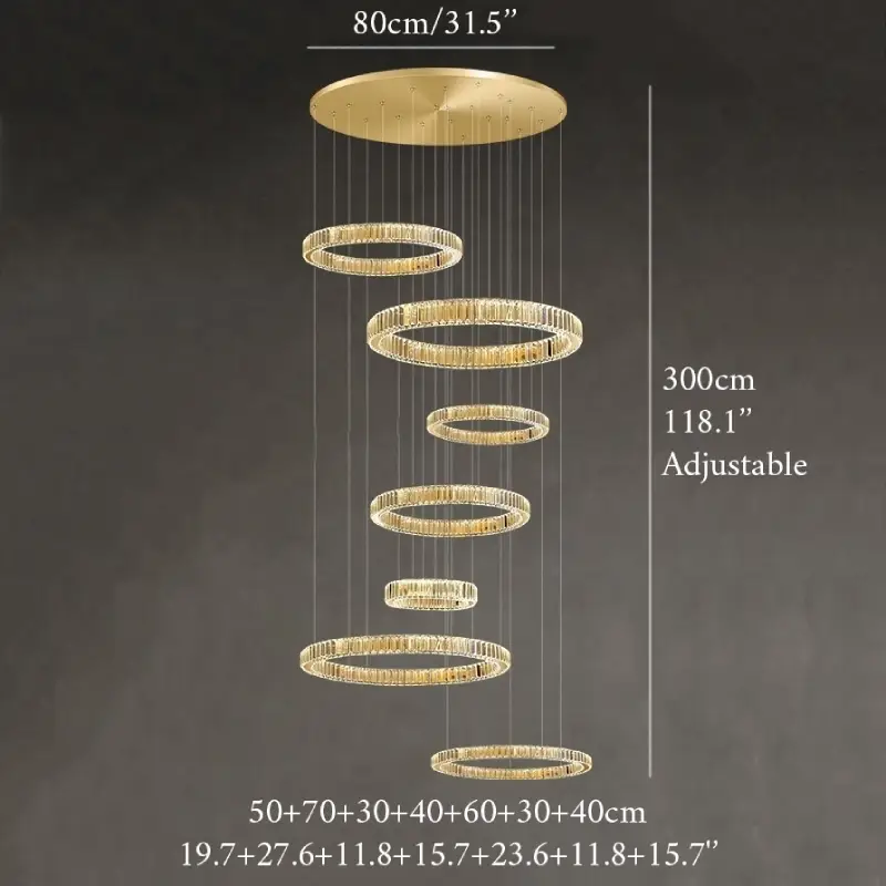 Agrate Conturbia | Stunning Cascading Crystal Rings Pendant Chandelier