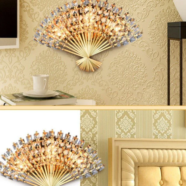 Luxury Golden Crystal Wall Lamp for Bedroom, Living Room