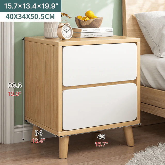 Nordic Wooden Bedside Table Of Drawers For Bedroom