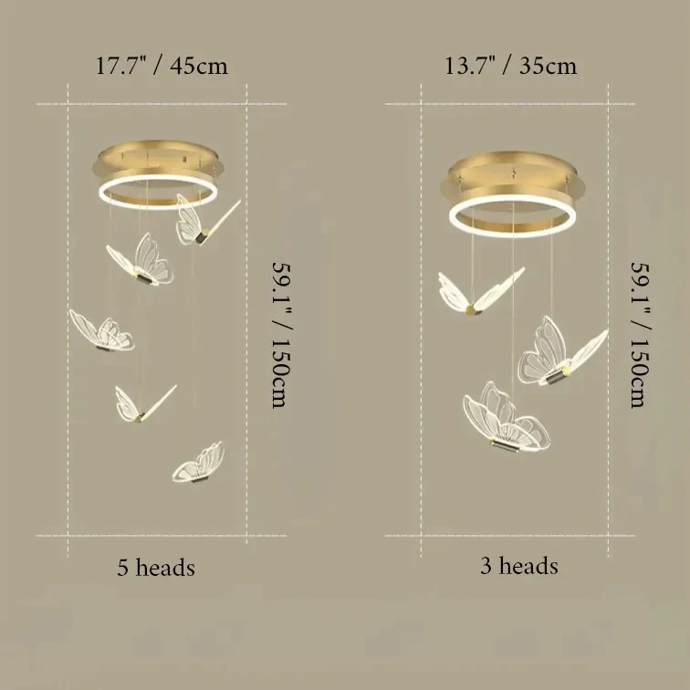 Camogli | Beautiful LED Chandelier with Hanging Butterflies