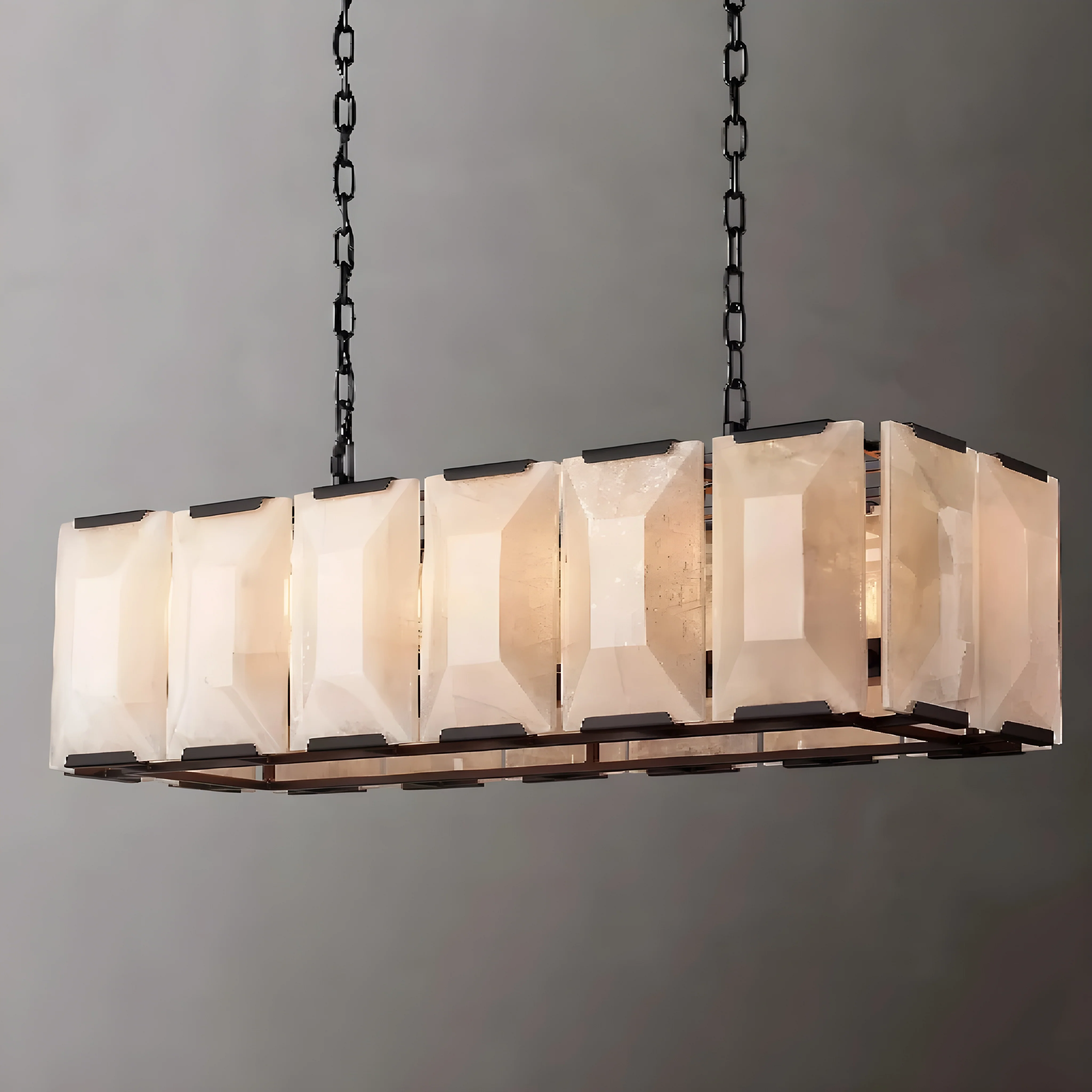Cagli | Glossy Led Retro American Rectangular Crystal Chandelier