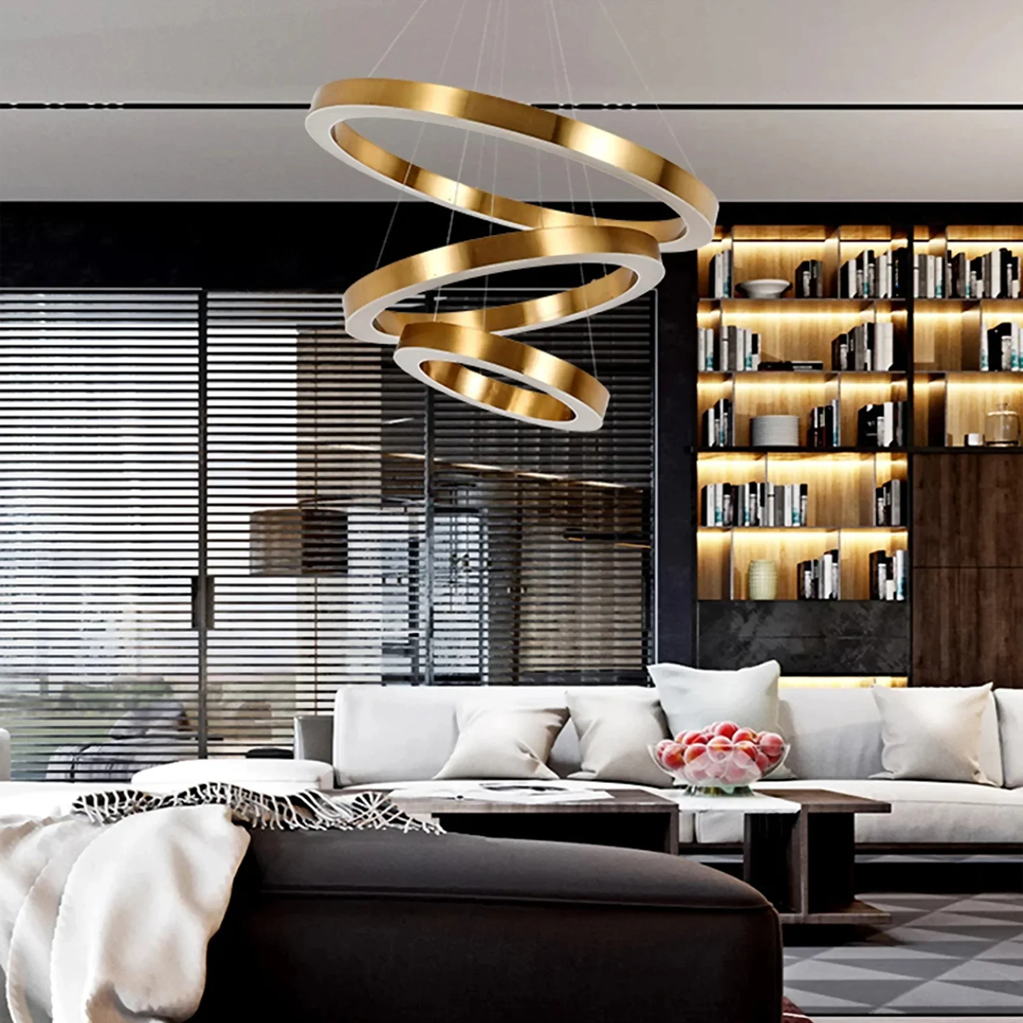 Thalwil | Classy Gold Rings Ceiling Chandelier