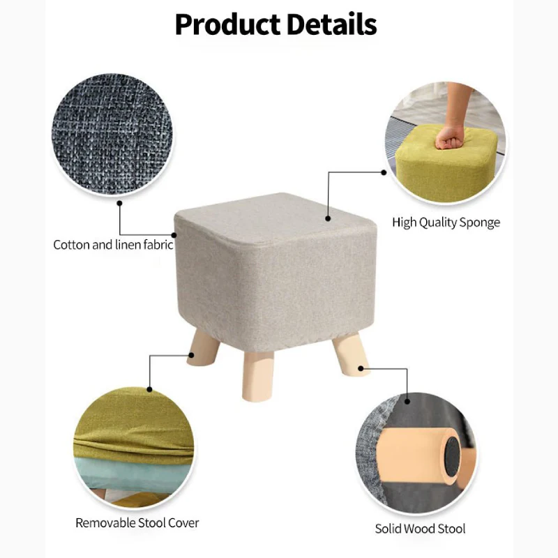 Round Modern Ottoman Made of Solid Wood