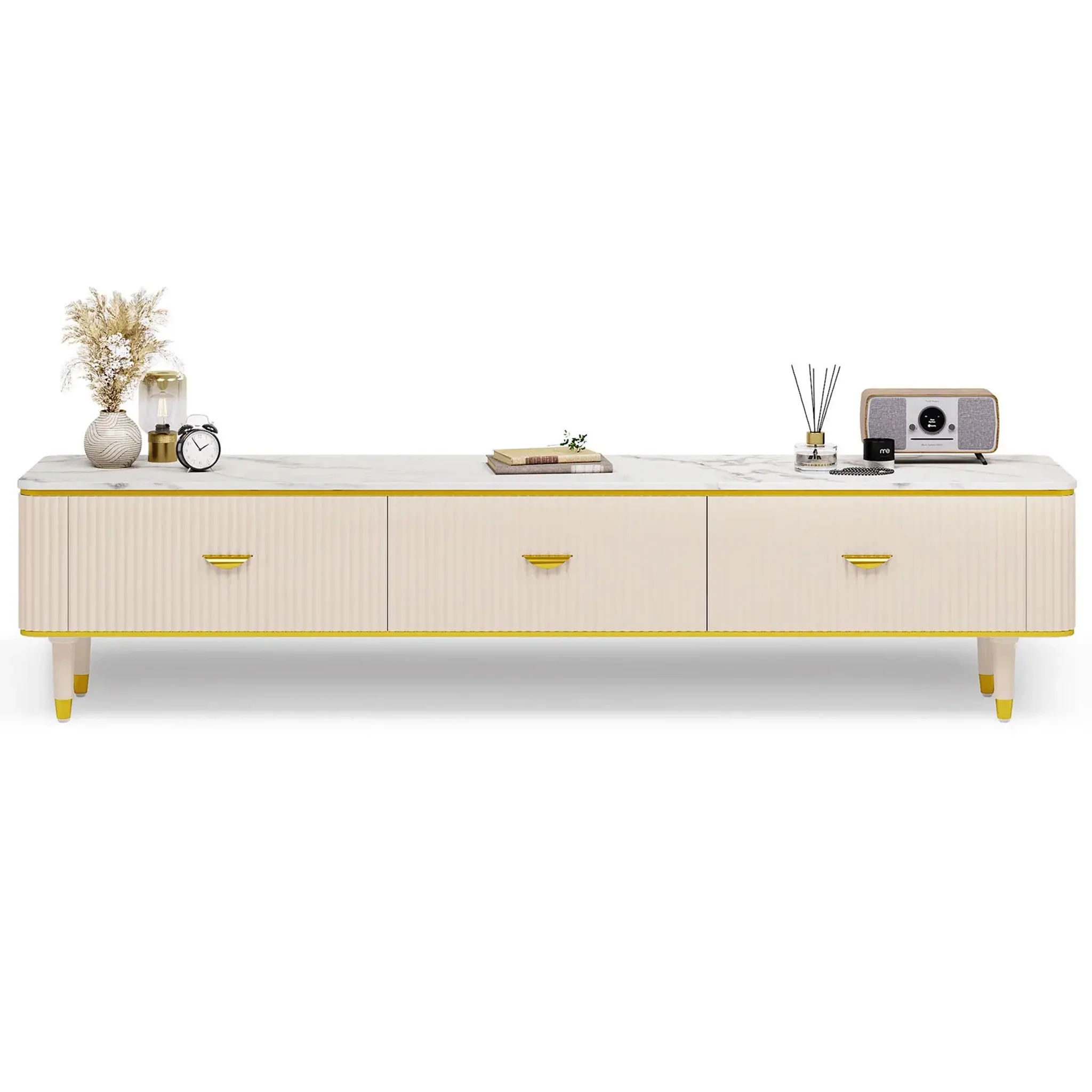 Meuse | Marble Top Luxurious White TV Stand