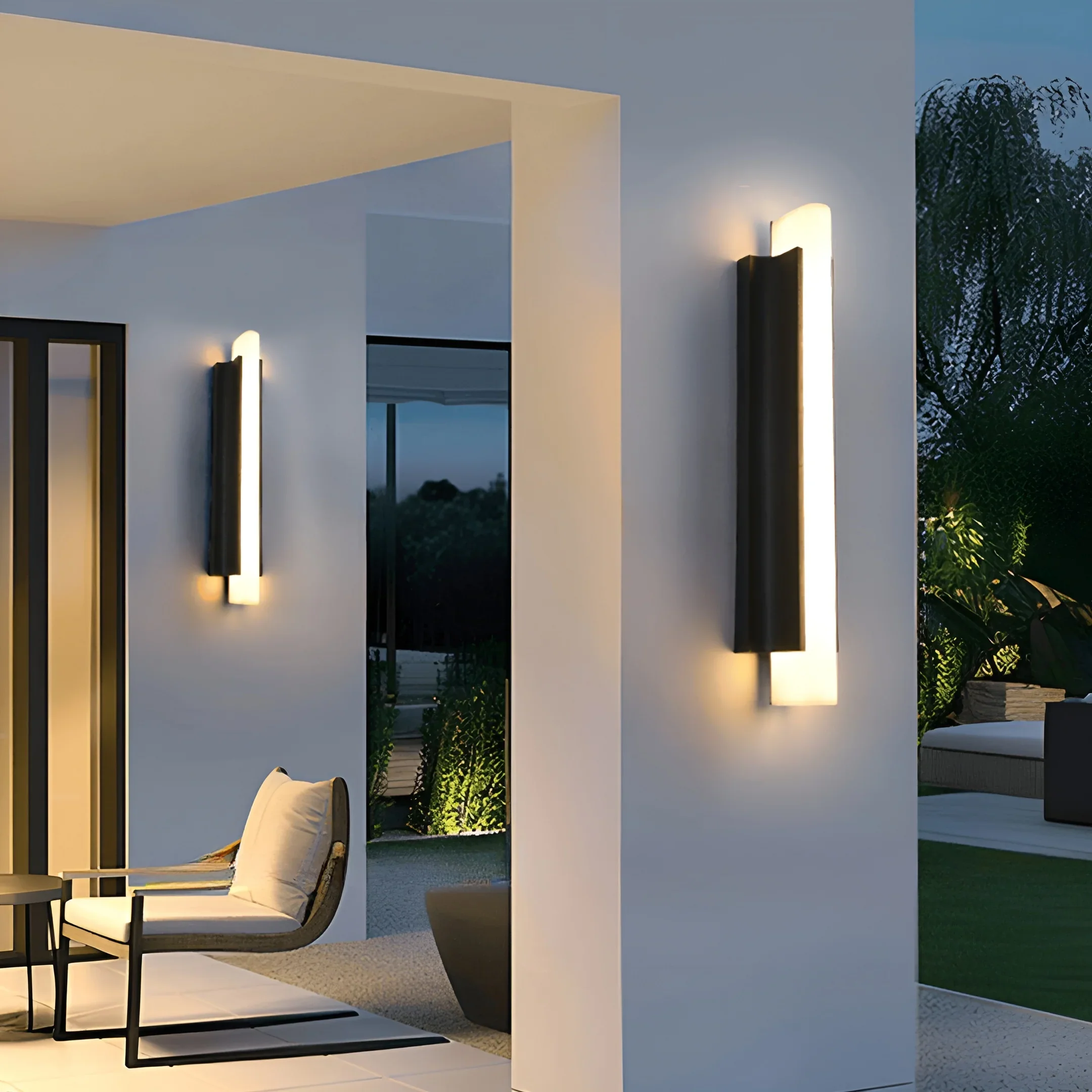 Modern Outdoor Wall Light - Waterproof IP54, 20W LED | Sand Black Stainless Steel & Resin, Perfect for Patio, Entryway, Balcony