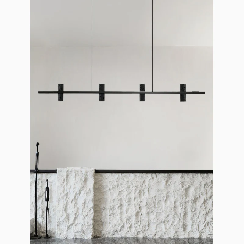 Seengen | Minimalistic Modern Black Copper Stone Chandelier