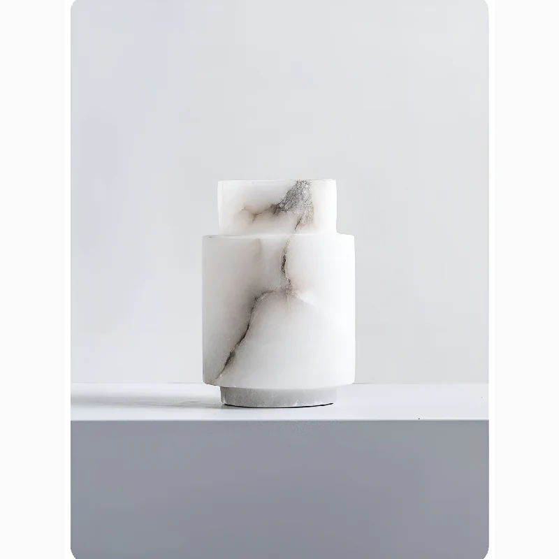 Modern Scandinavian Natural White Marble Vase