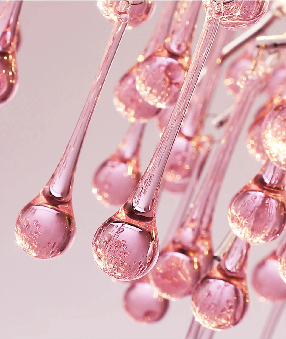 Imbersago | Modern Pink Crystal Chandelier for Living Room, Dining Room, Bedroom