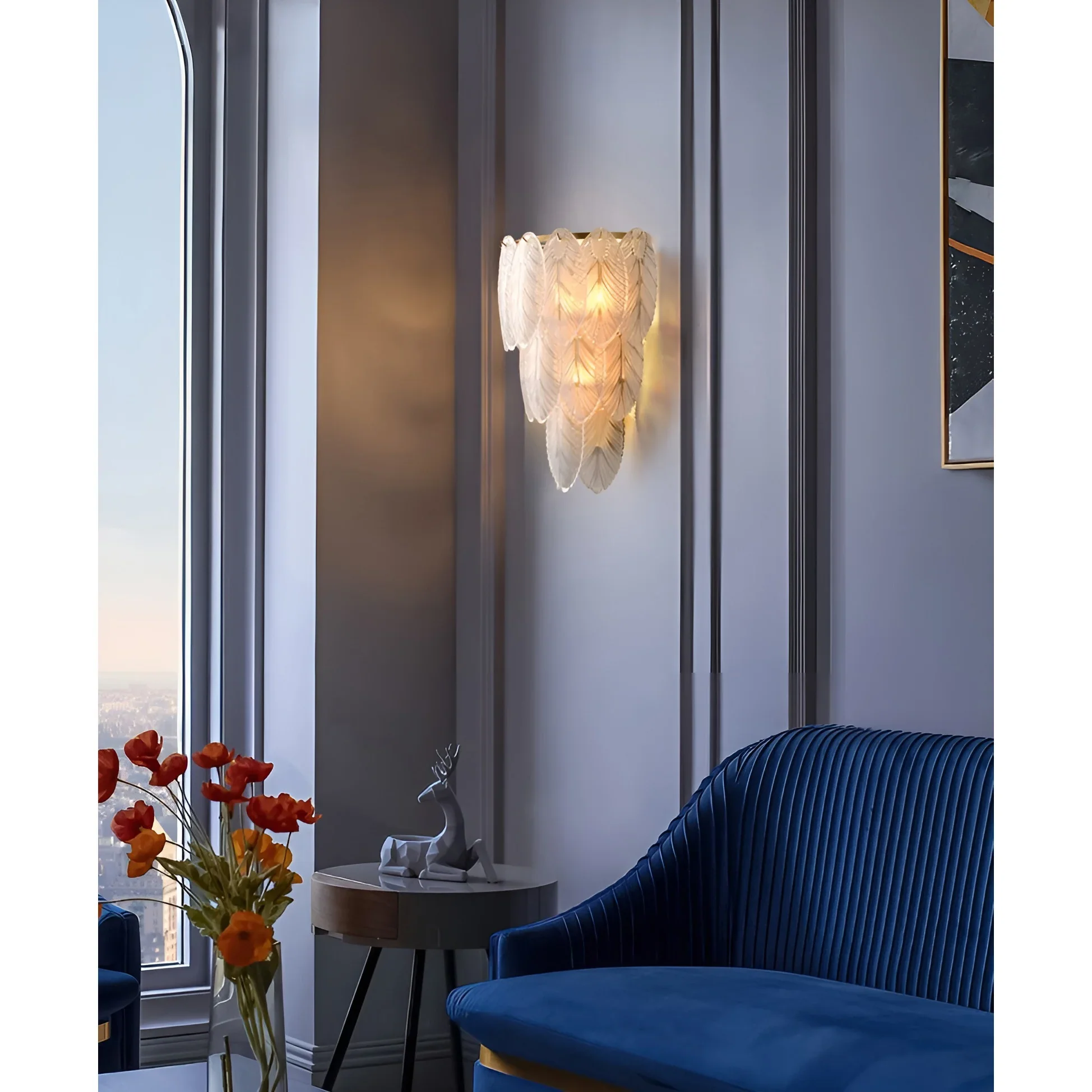 Modern Wall Lamp in the Shape of Feather for Living Room, Bedroom