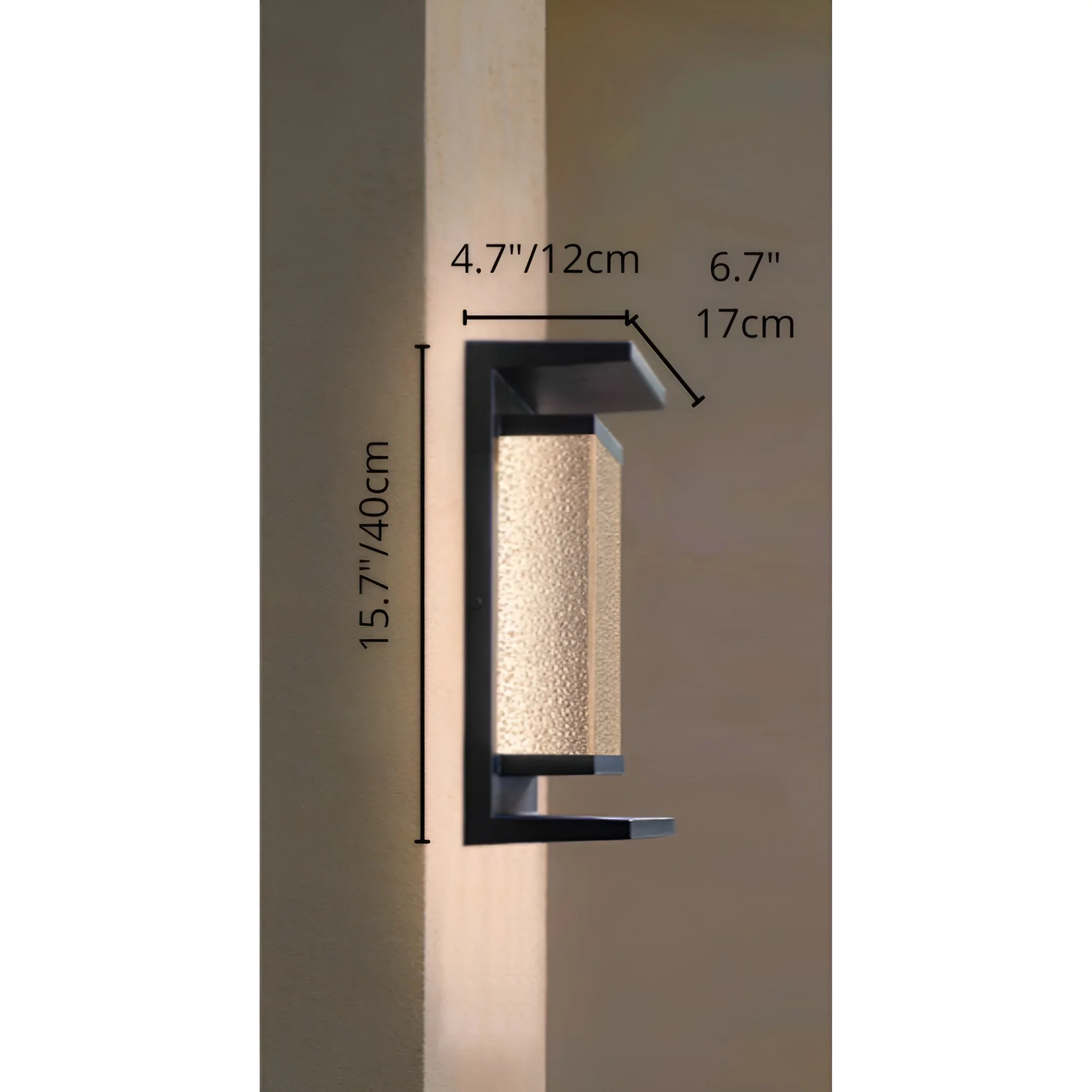 Modern Outdoor Wall Light with Textured Glass for Home Exterior