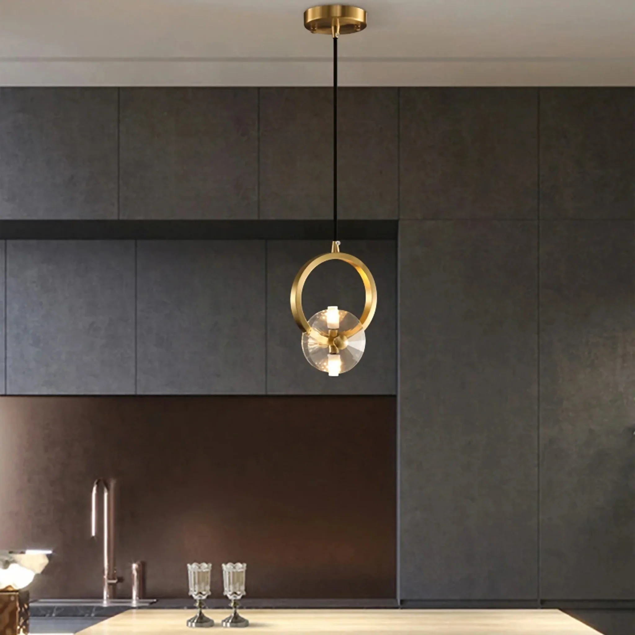 Spiez | Chic Gold Pendant Chandelier with Crystals