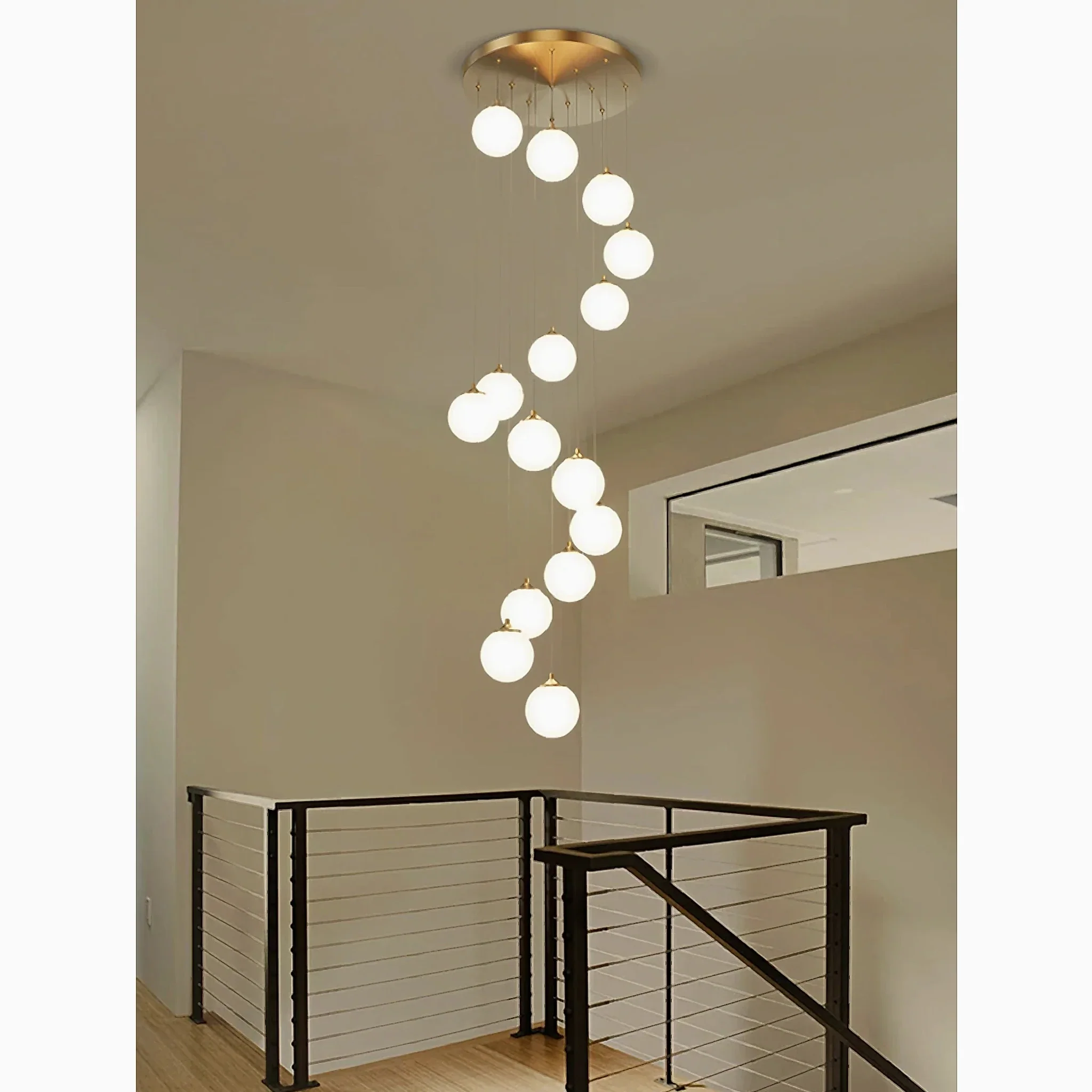 Aspremont | Hanging Copper Balls Staircase Chandelier