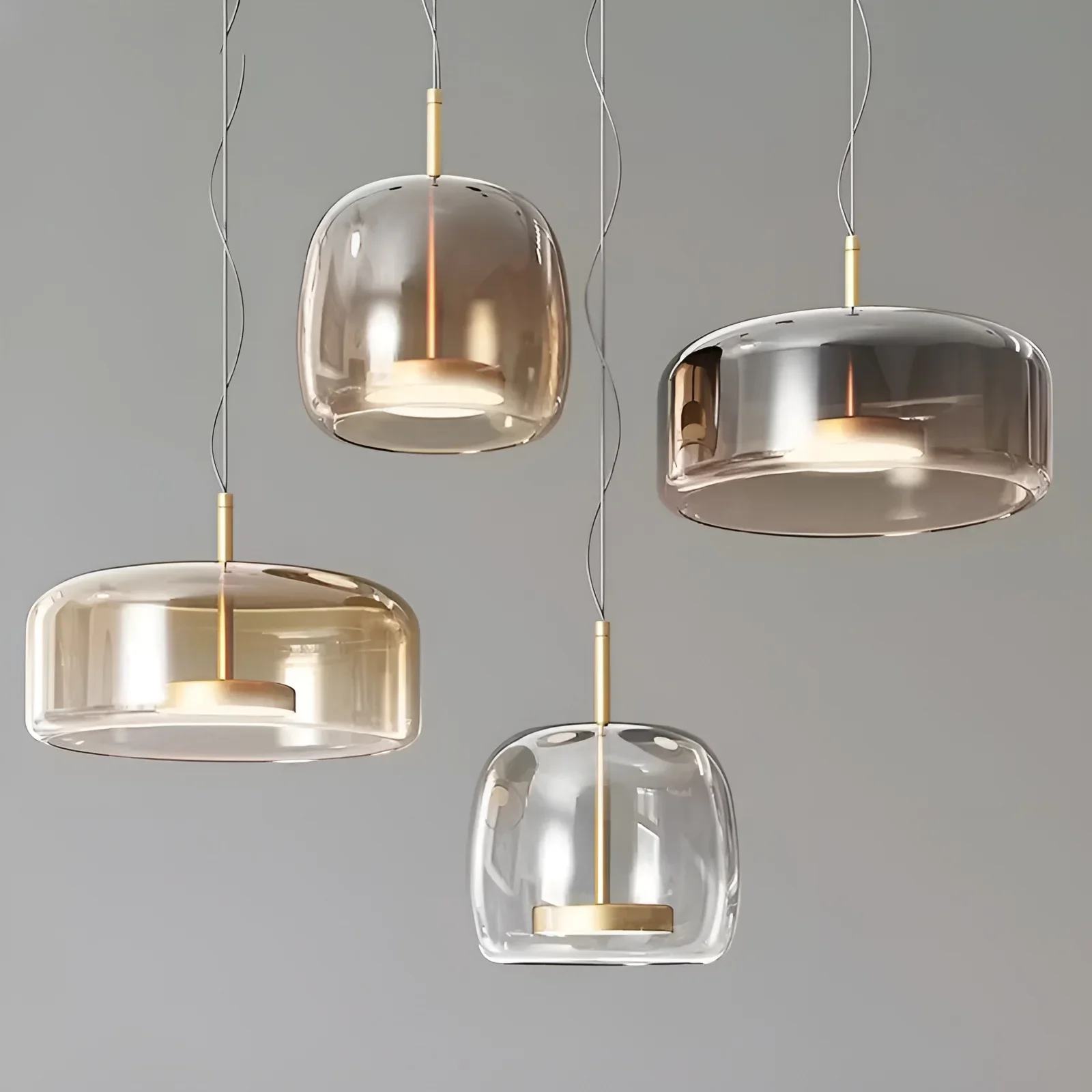 Nordic Amber Glass Pendant Light - Modern Designer Ceiling Lamp