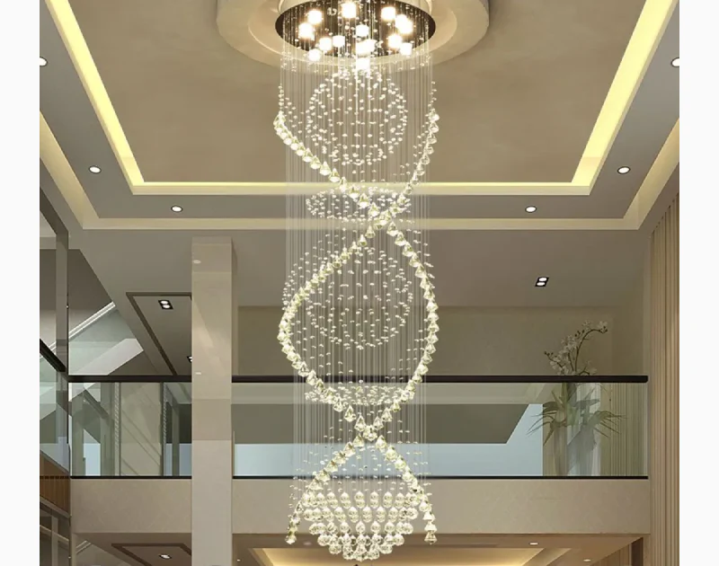 Saint-Etienne-de-Tinee | Modern Double Spiral Superdense K9 Crystal Chandelier