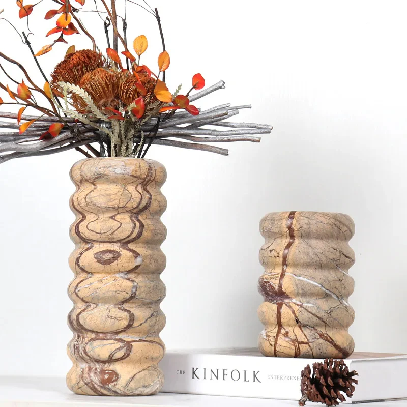 Modern Marble Nordic Style Luxury Brown Vase For Dining Room