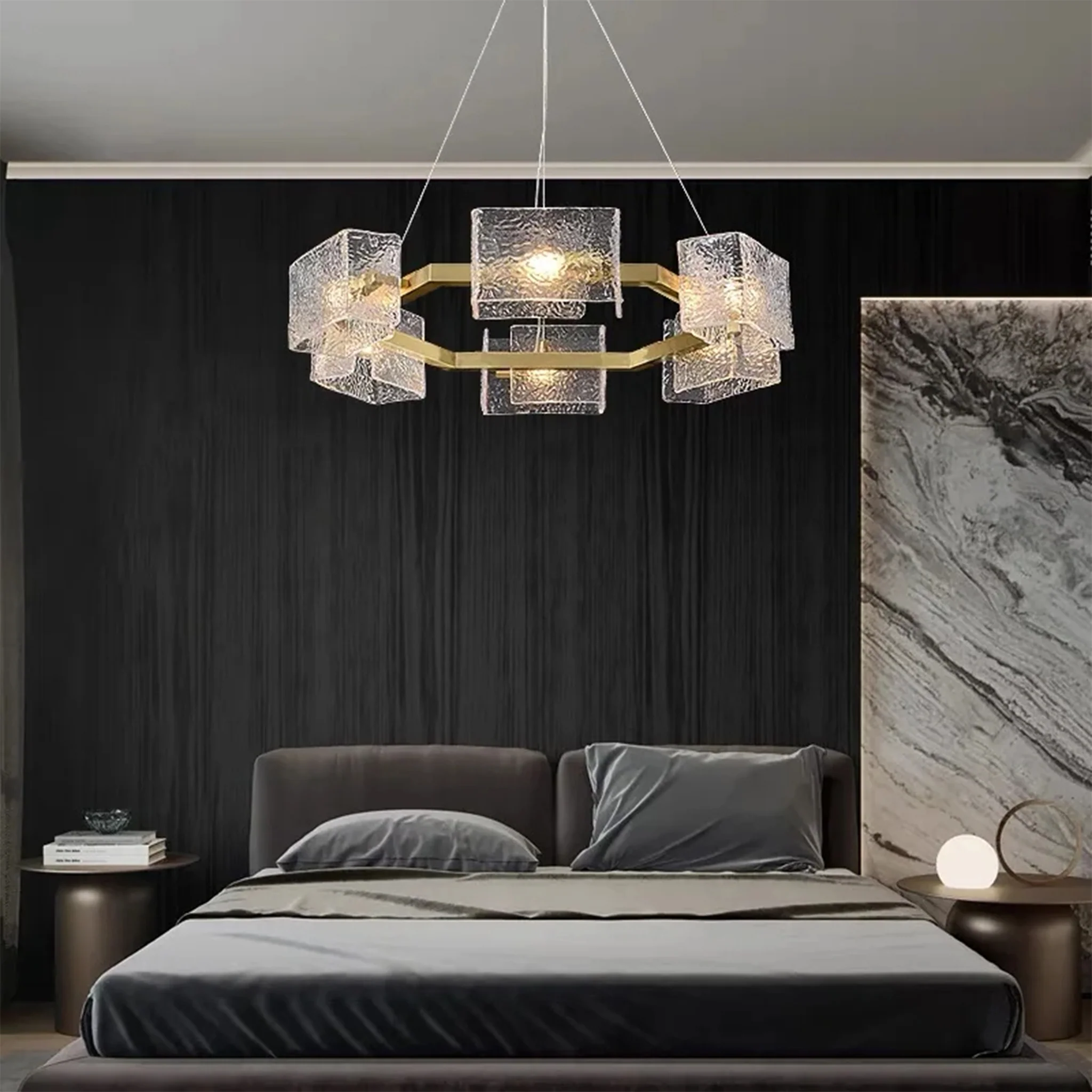 Aidomaggiore | Modern Glass Ice Cubes Round Chandelier