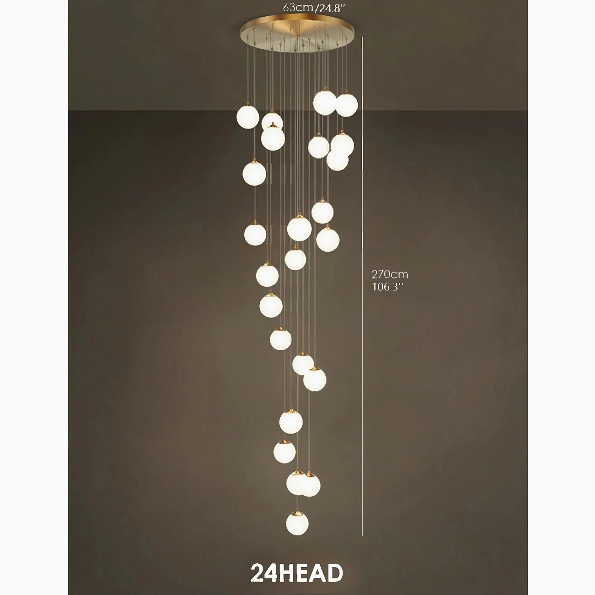 Aspremont | Hanging Copper Balls Staircase Chandelier