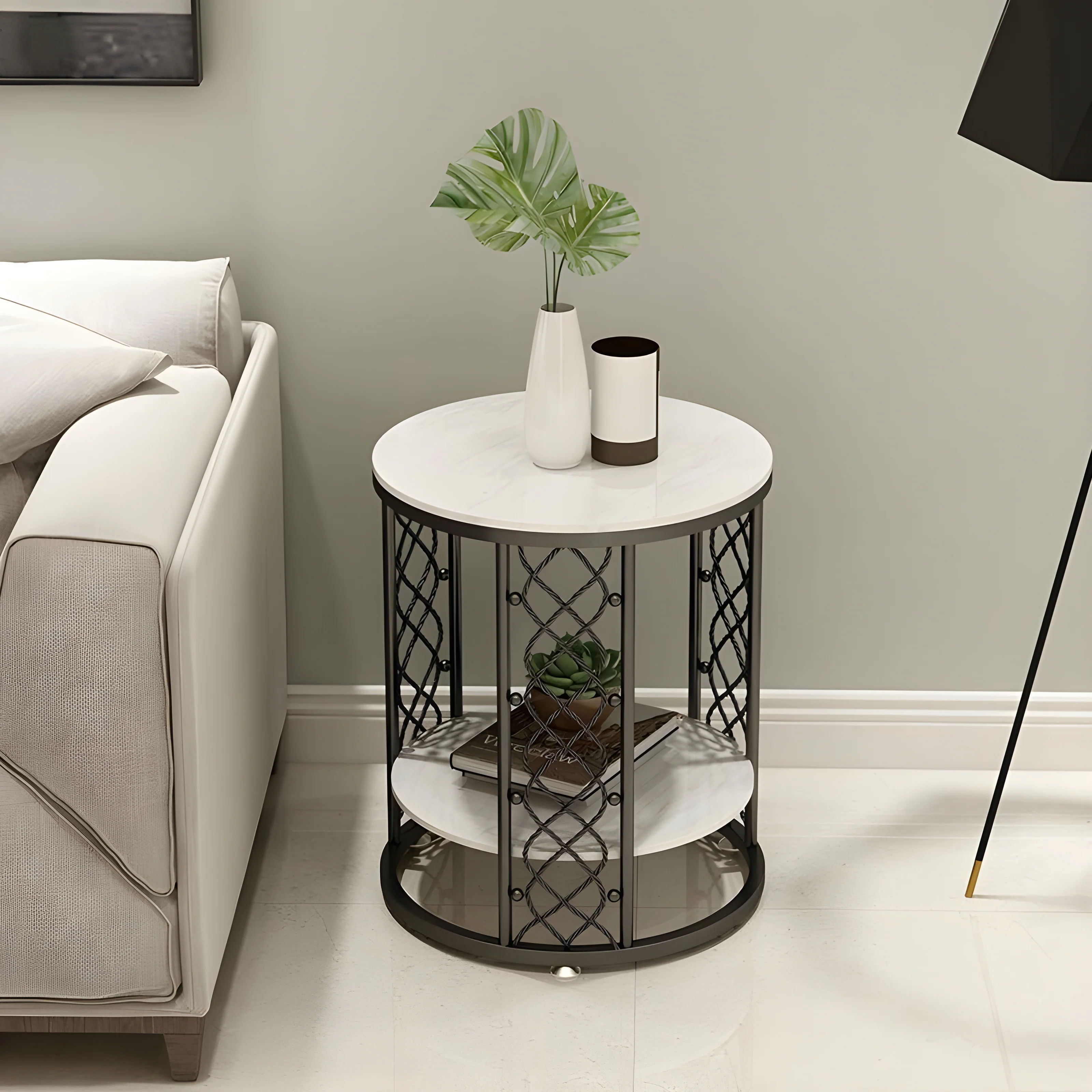 Marble Wrought Round Small Coffee Table