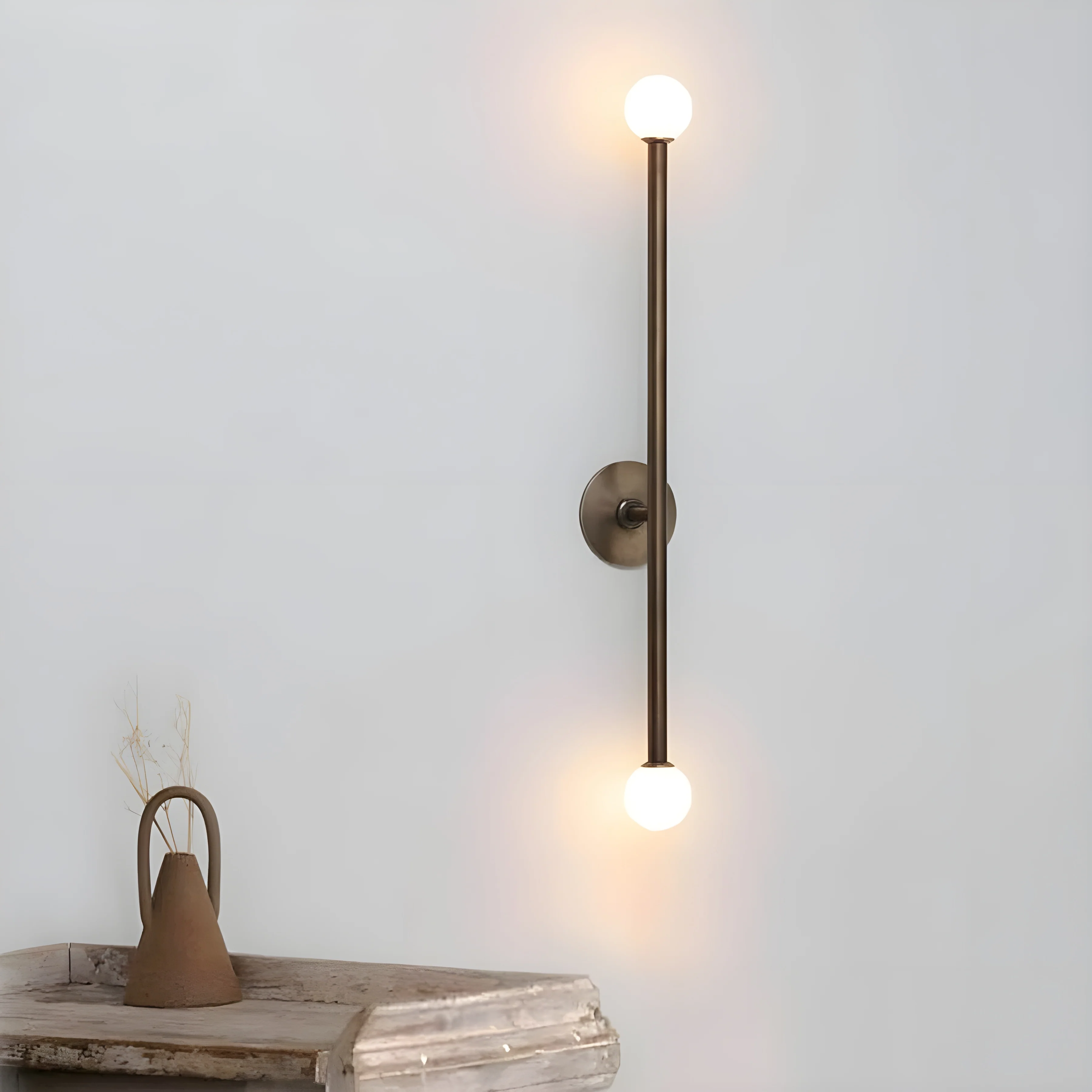 Retro Vertical Metal LED Wall Sconce for Living Room