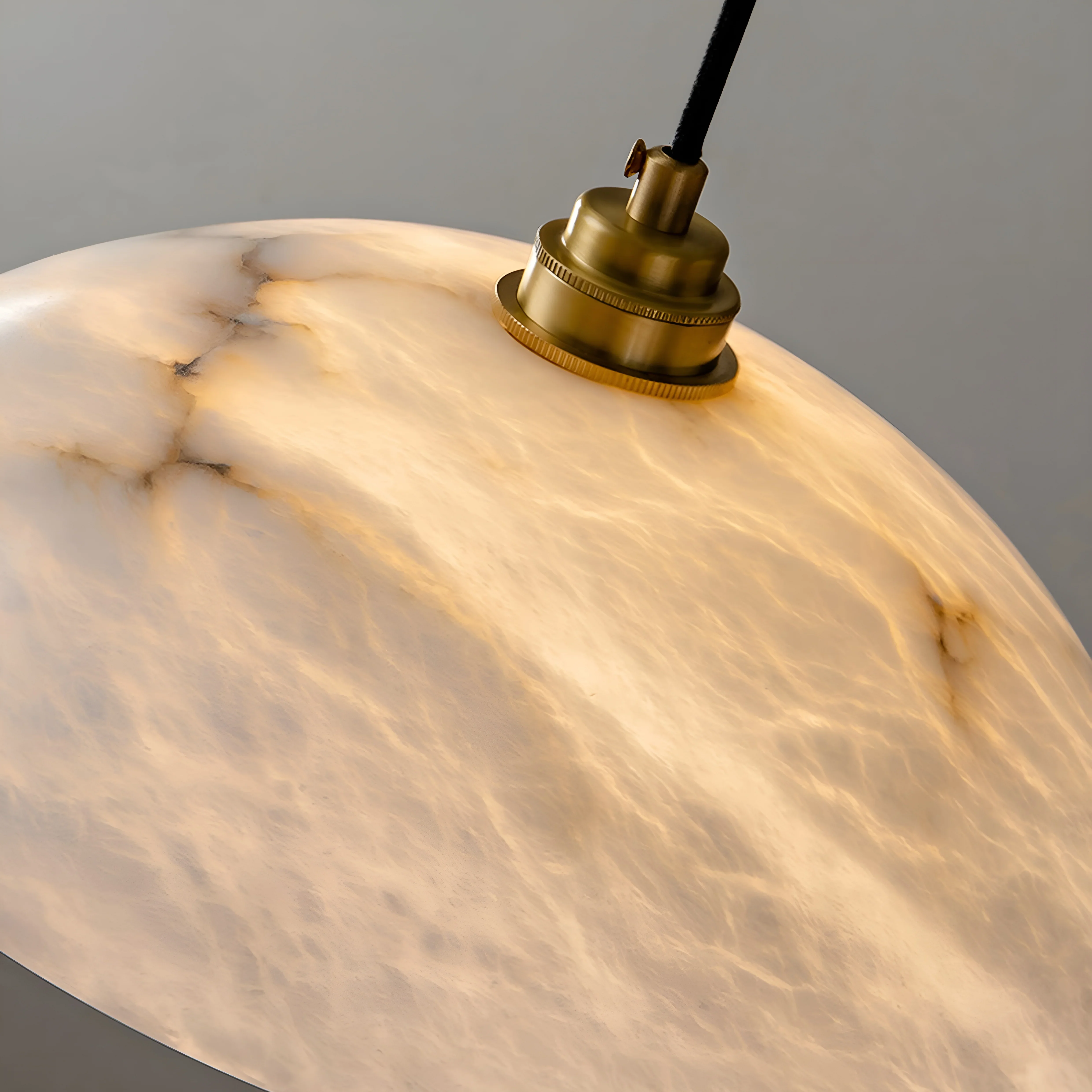 Lunara Alabaster Pendant Light - Natural Stone Shade with Brass Body