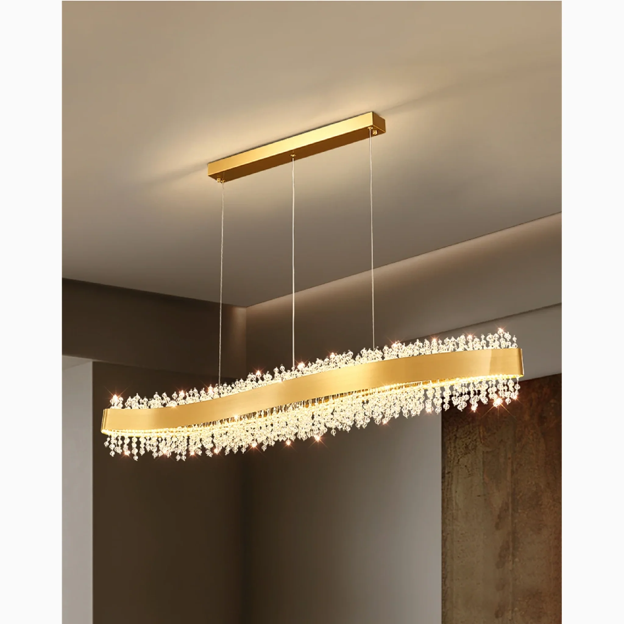 Caglio | Luxury Wave-Shaped Rectangle Crystal Chandelier