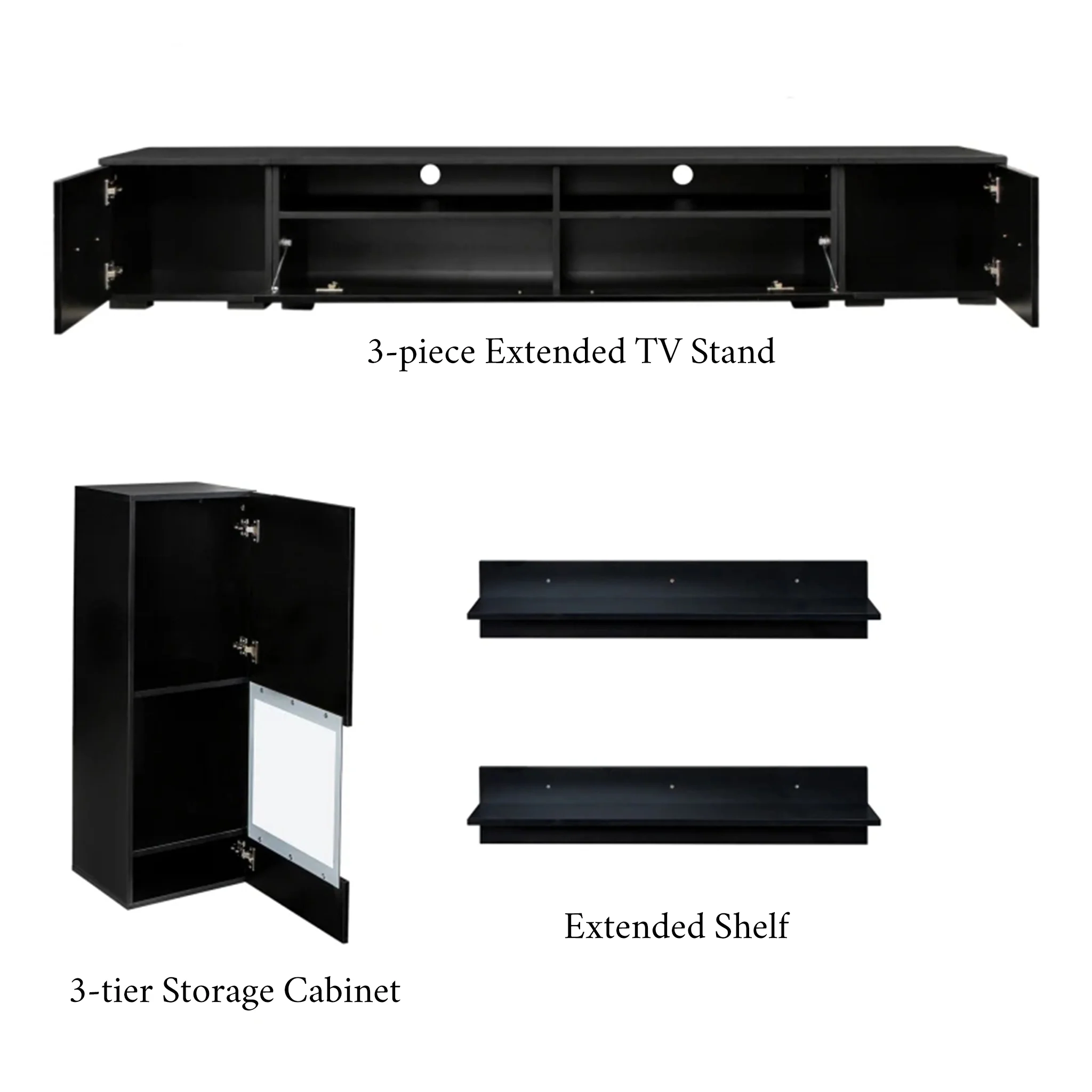 Nysa | Minimalistic Black/White Glossy TV Stand