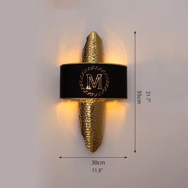 Luxury Golden Wall Lamp with M-Letter Lampshade, Living Room, Bedroom