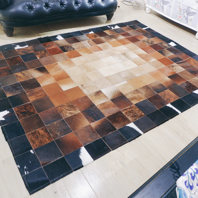Modern Natural Genuine Cowhide Leather Carpet