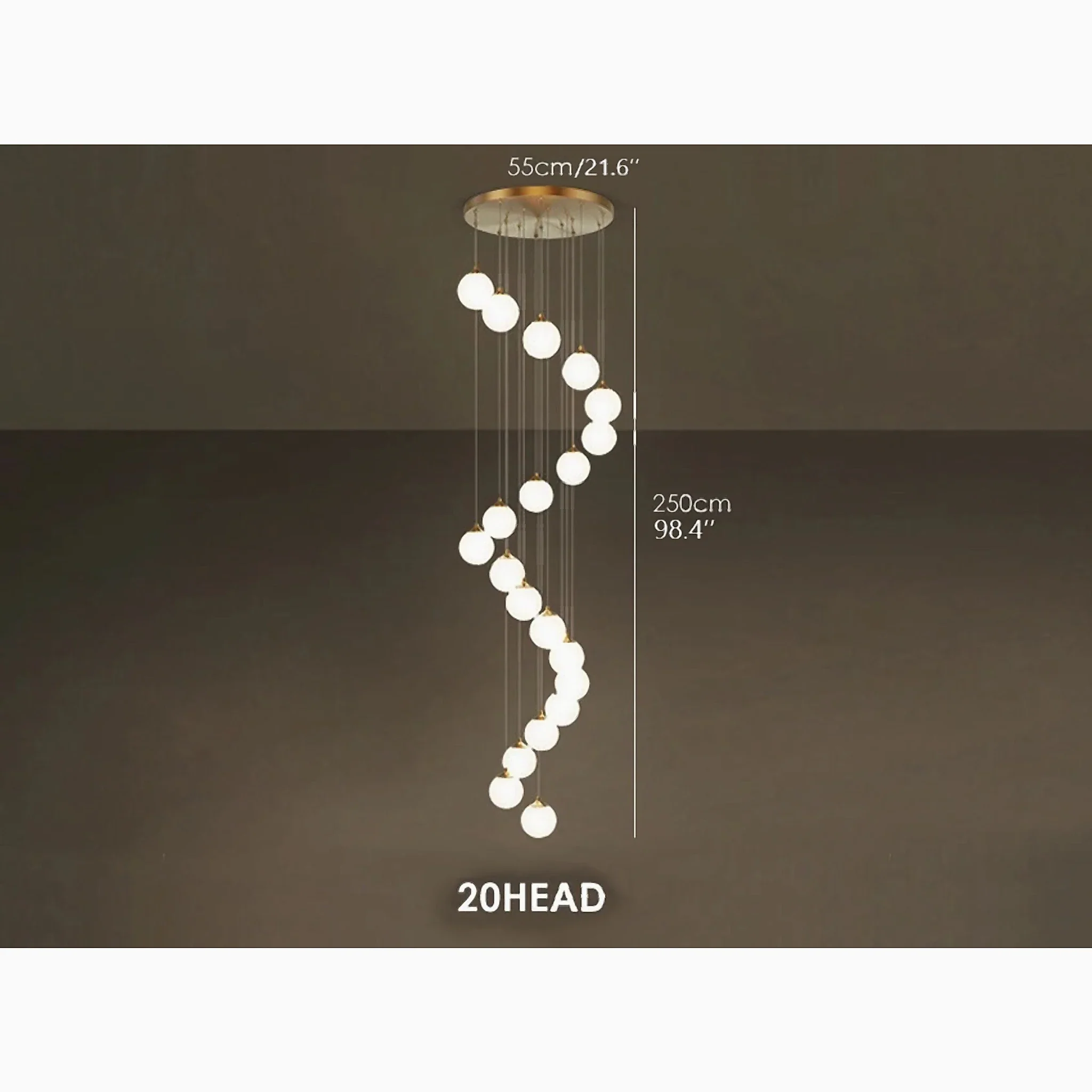 Aspremont | Hanging Copper Balls Staircase Chandelier