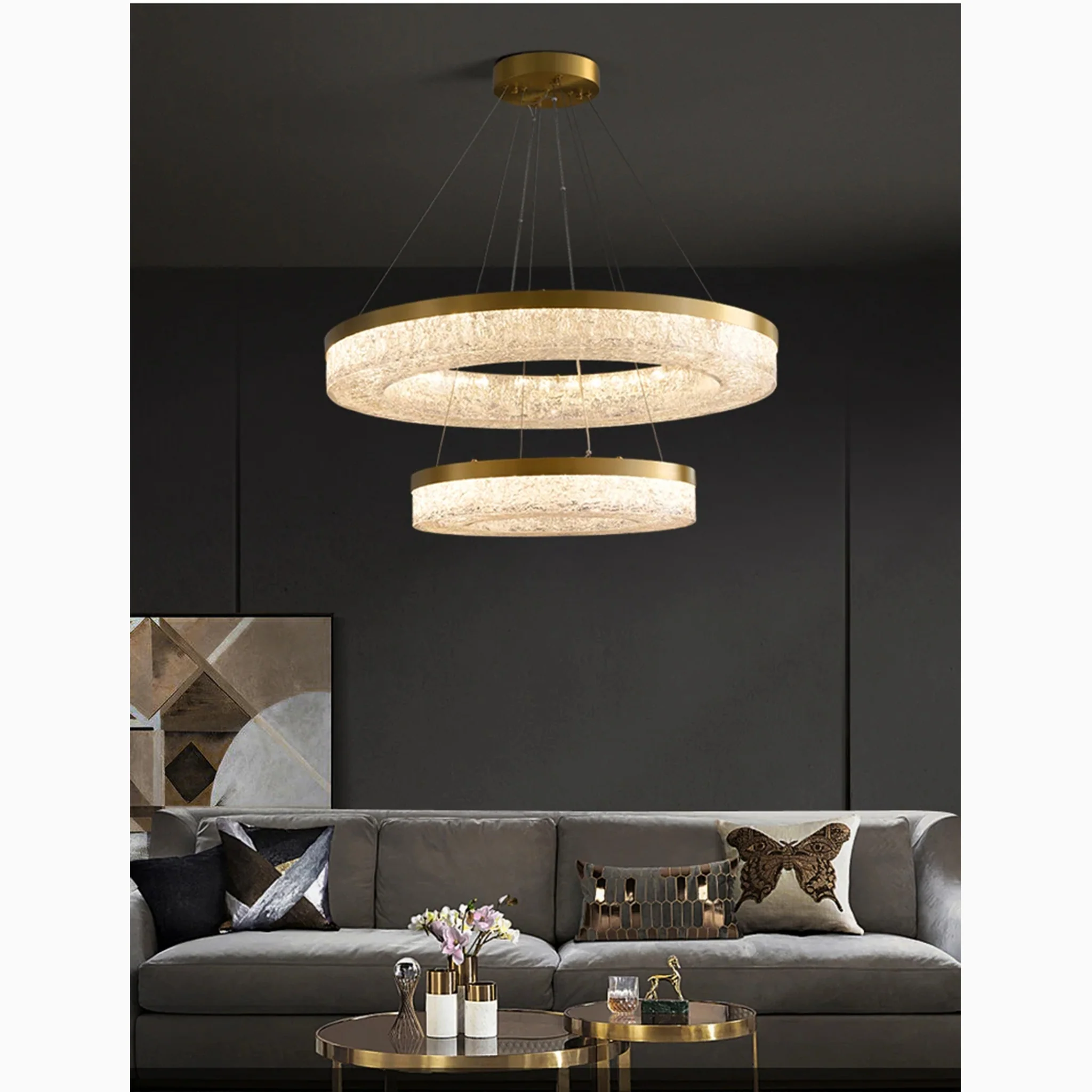 Seewis im Prattigau | Elegant Two-level Drum Chandelier
