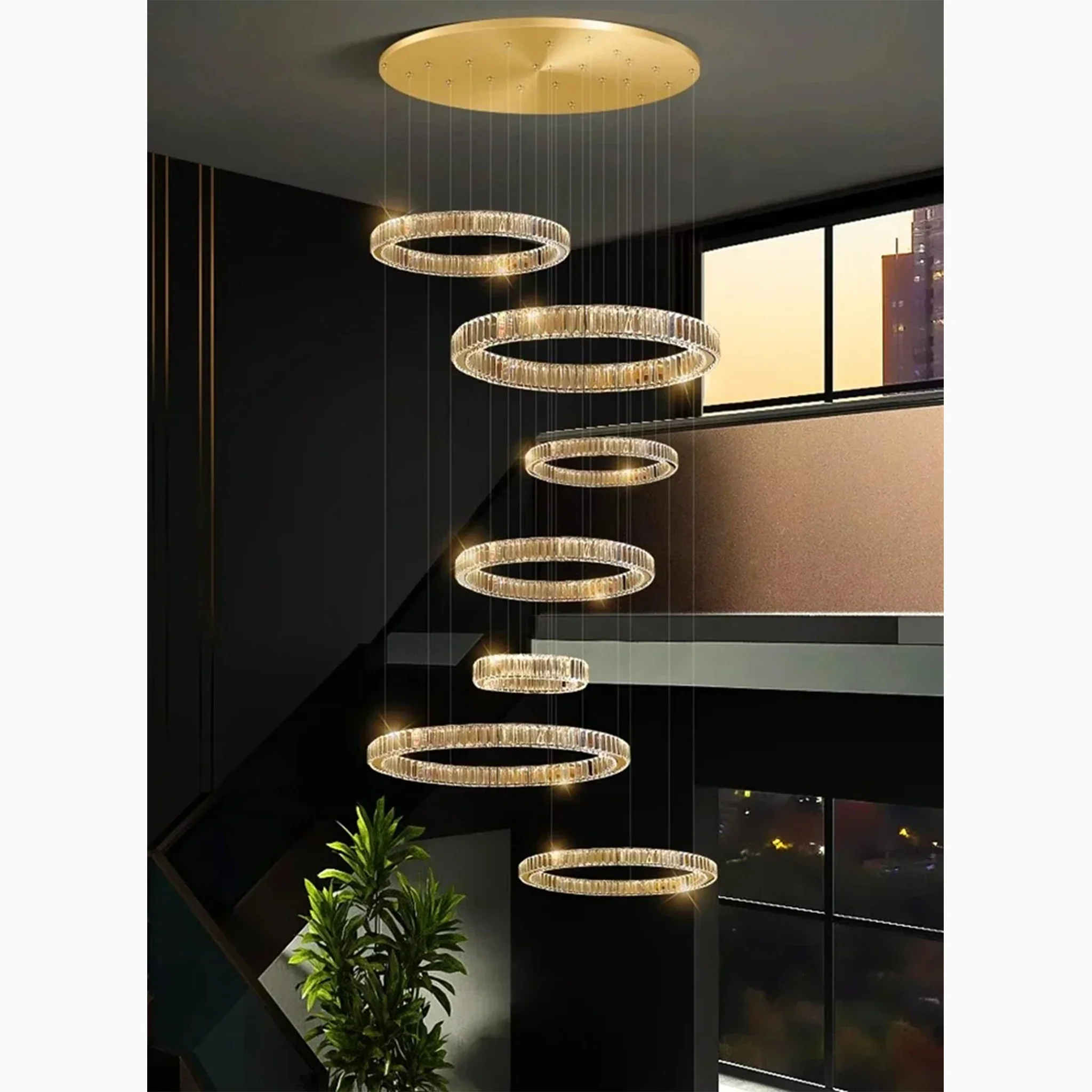 Agrate Conturbia | Stunning Cascading Crystal Rings Pendant Chandelier