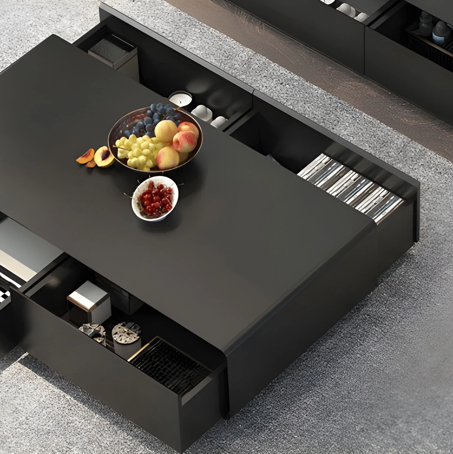 Modern Rectangular Wood Coffee Table with Storage