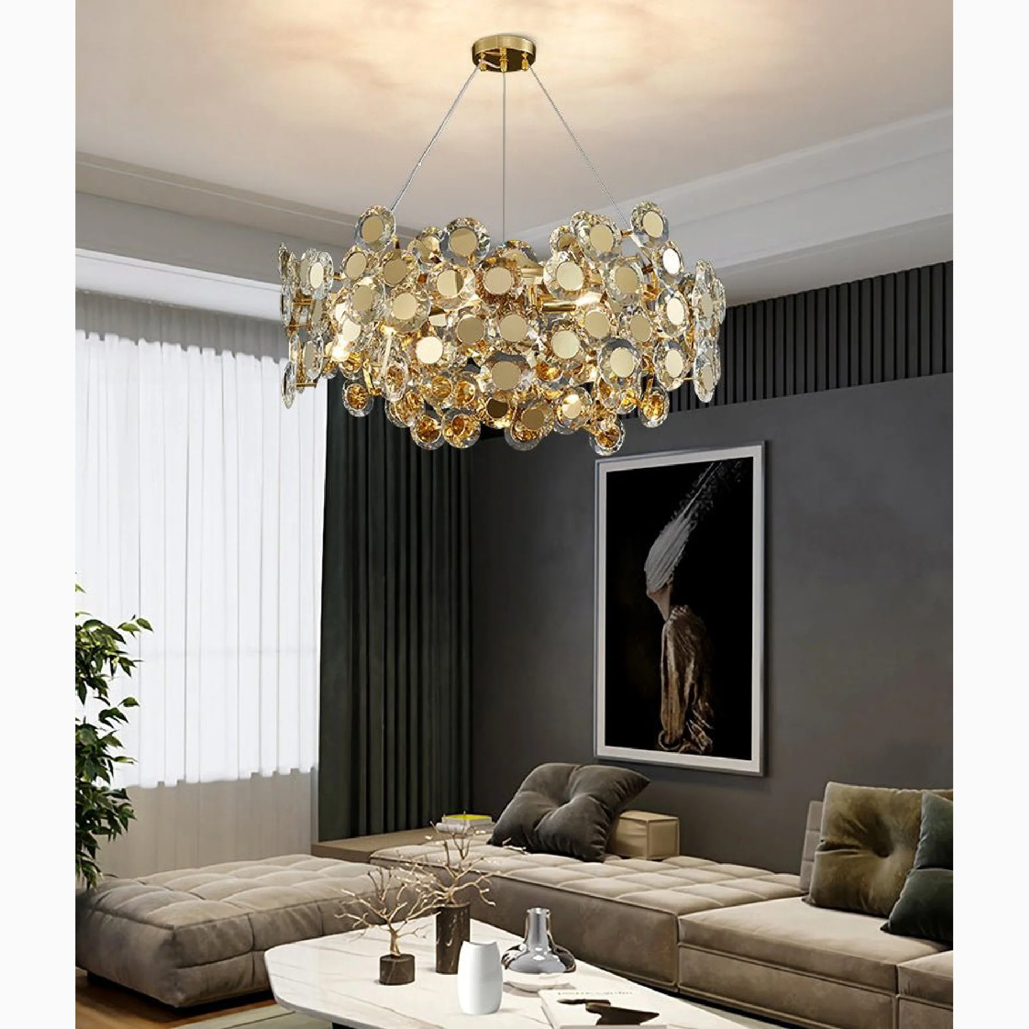 Alfano | Gold Creative Luxury Design Crystal LED Chandelier