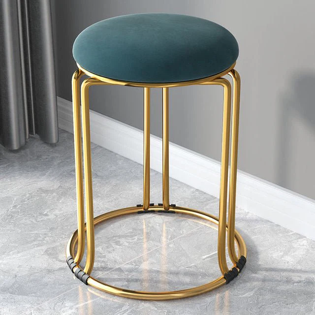 Nordic Suede and Leather Stacked Dining Round Stool