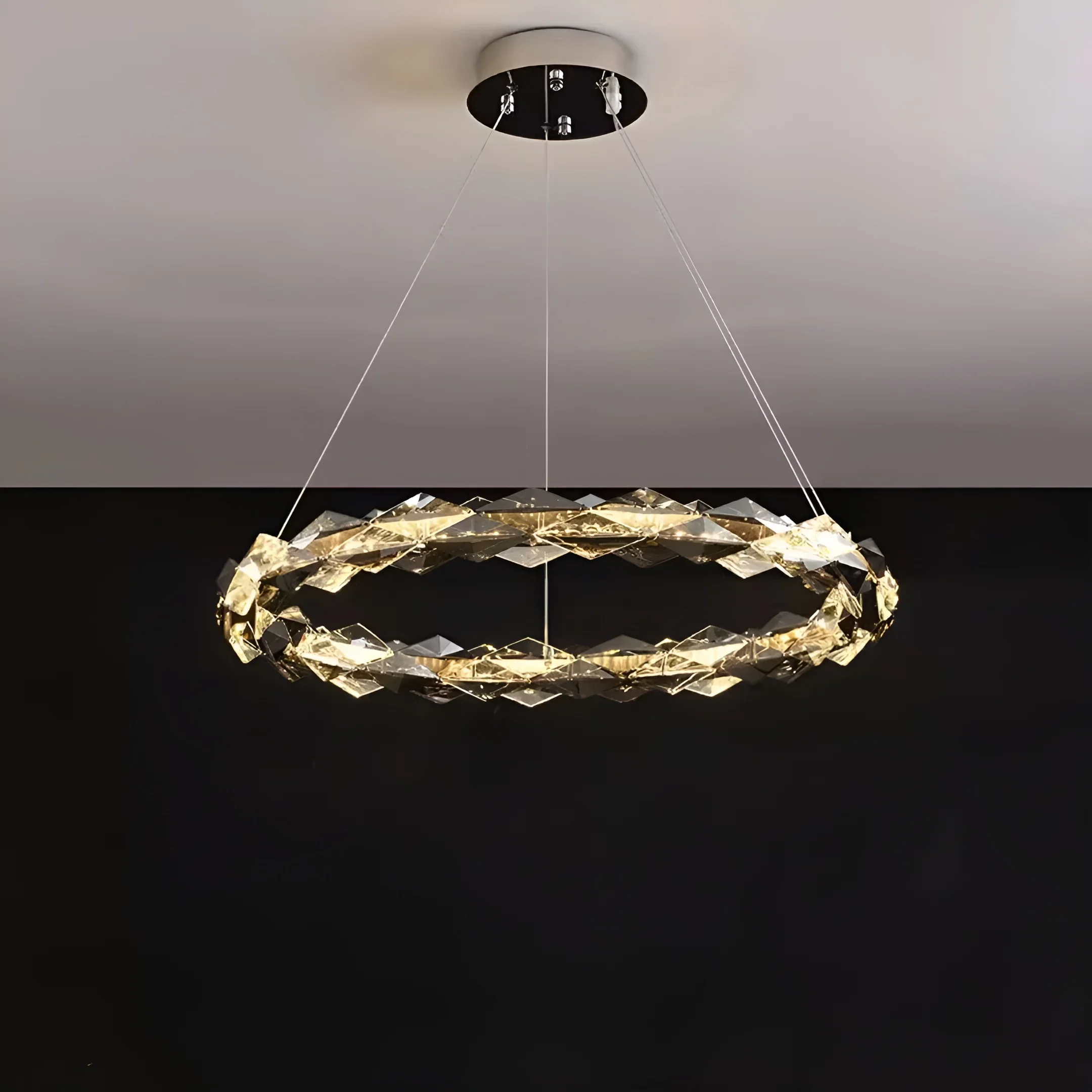 Luxury K9 Crystal Chandelier �C Modern Multi-Ring LED Ceiling Light