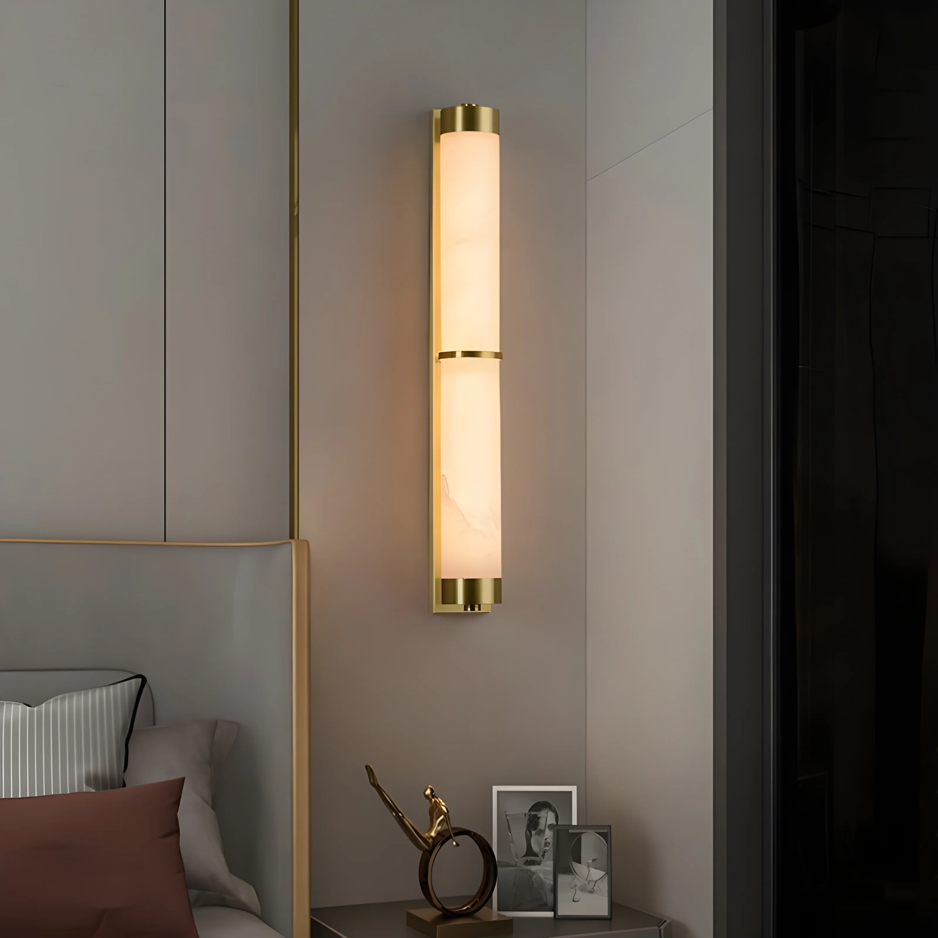 Modern Marble Wall Lamp in Chinese Style for Bedroom, Living Room