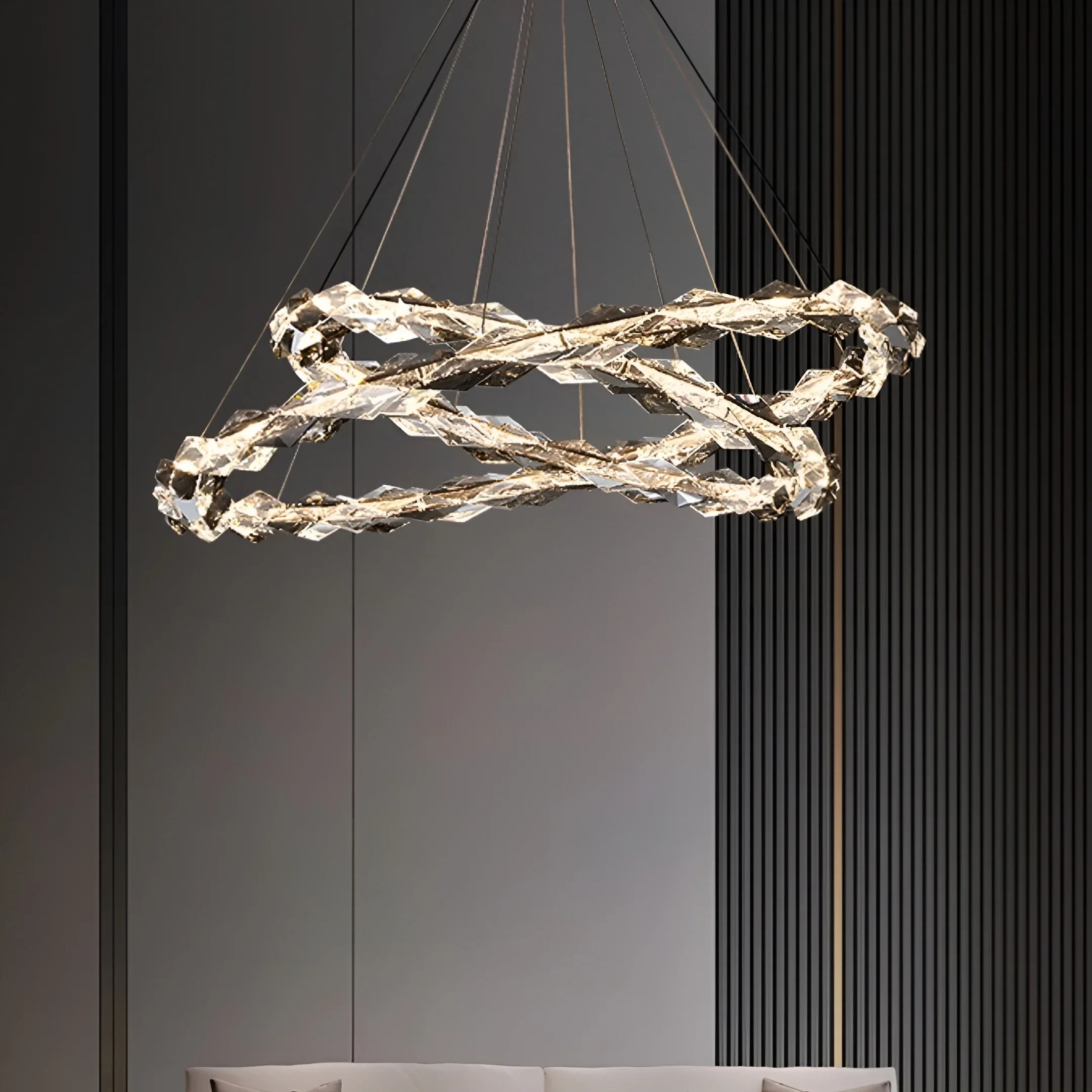 Luxury K9 Crystal Chandelier �C Modern Multi-Ring LED Ceiling Light