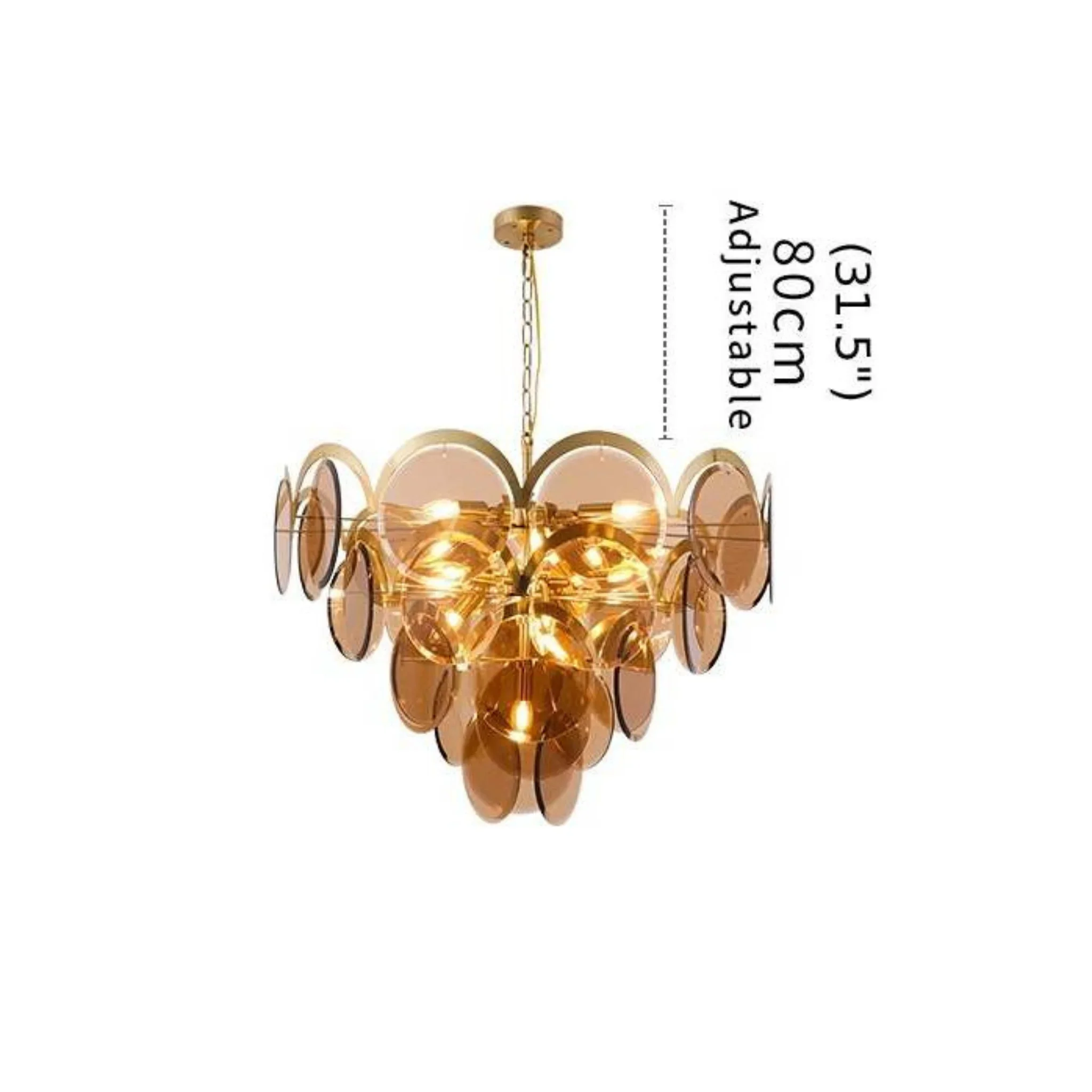 Amber Gray Glass Chandelier, 23.6