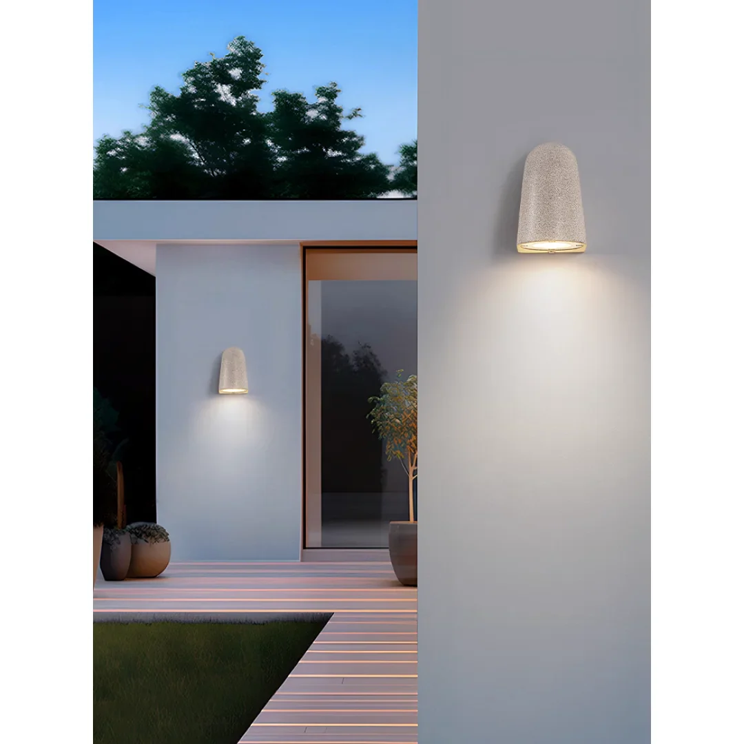 Architectural Microcement Outdoor Wall Light in Sandstone Finish