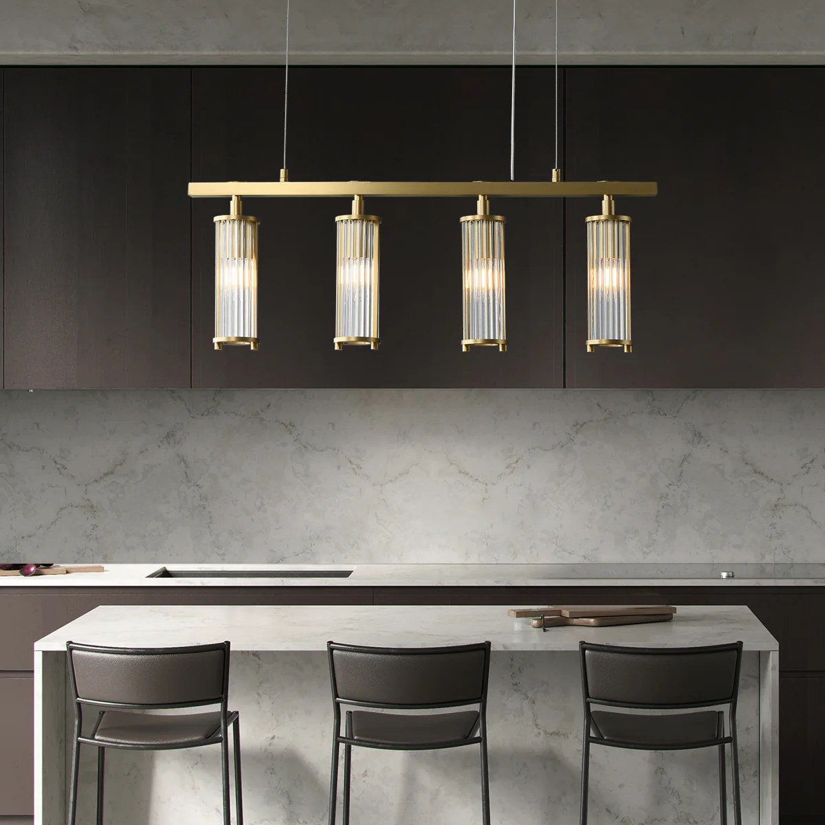 Aurelia Brass Elegance Luxe Linear Chandelier