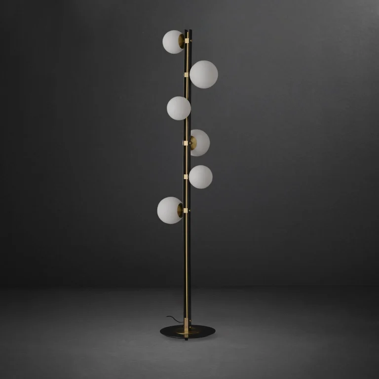 Mid Century Contemporary Standing Light Twisted Design Multiple Light Globe Shade