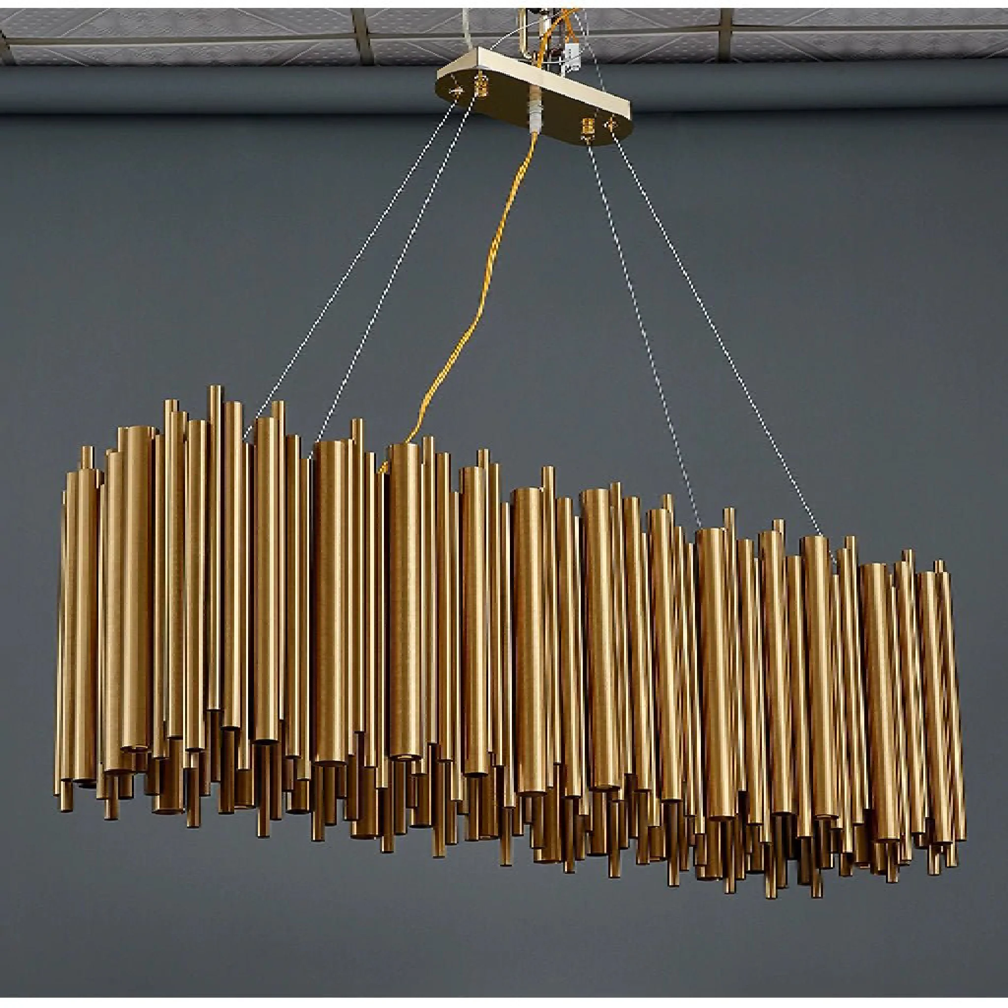 Fontan | Trendy Rectangle Gold Stainless Steel Chandelier