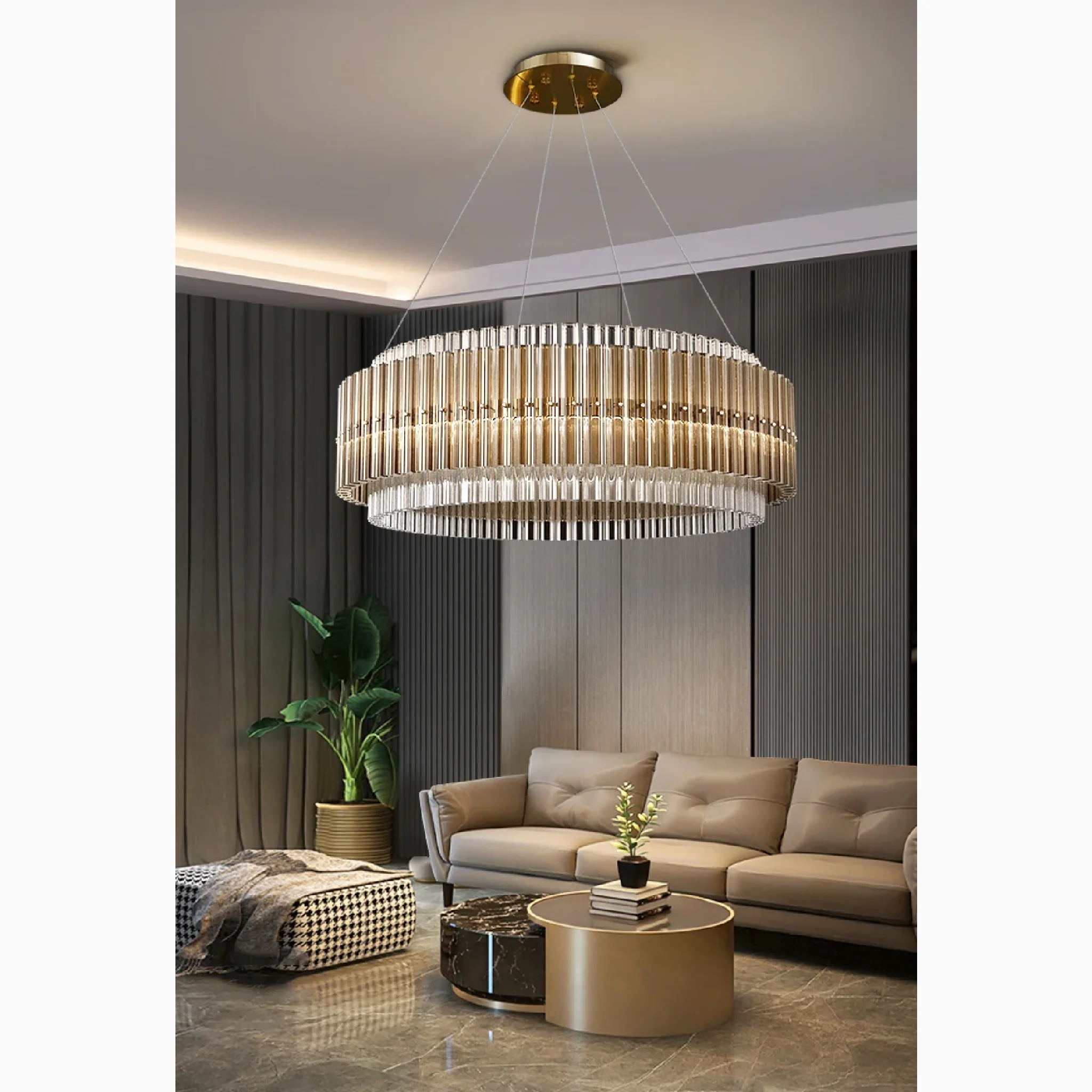 Versatile Elegant Large Luxury Gold Crystal Pendant Chandelier