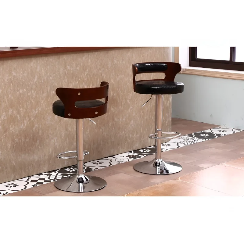 Metal Leg High Rotating Lifting Bar Stool Made of Leather