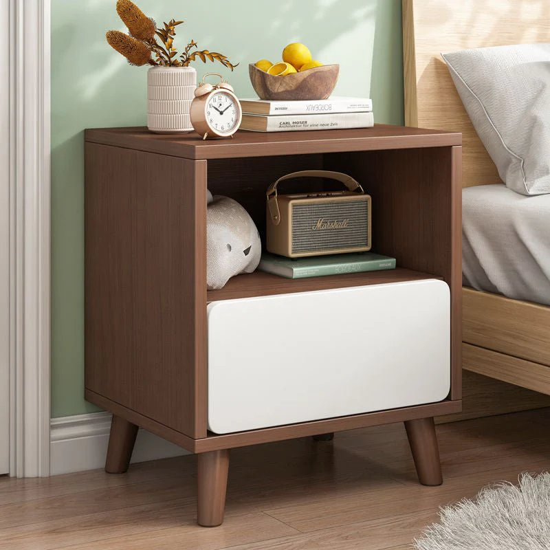 Nordic Wooden Bedside Table Of Drawers For Bedroom