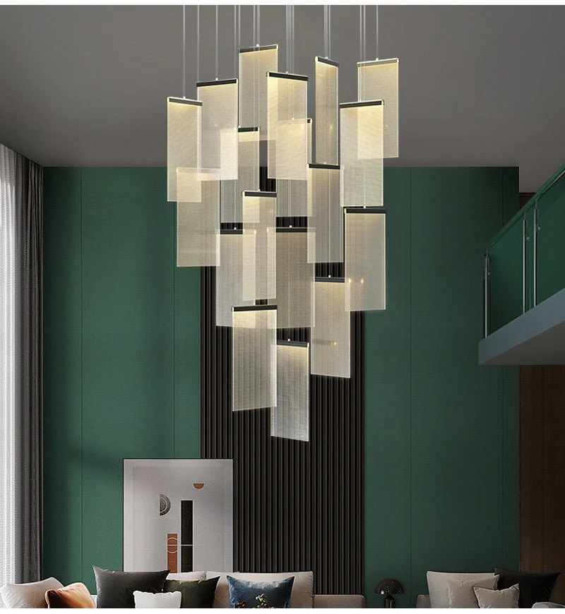 12 Lights -Luxury modern LED chandelier for staircase, lobby, living room, stairwell
