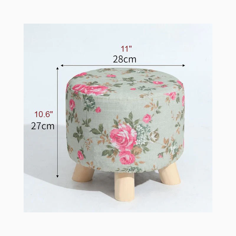 Round Modern Ottoman Made of Solid Wood