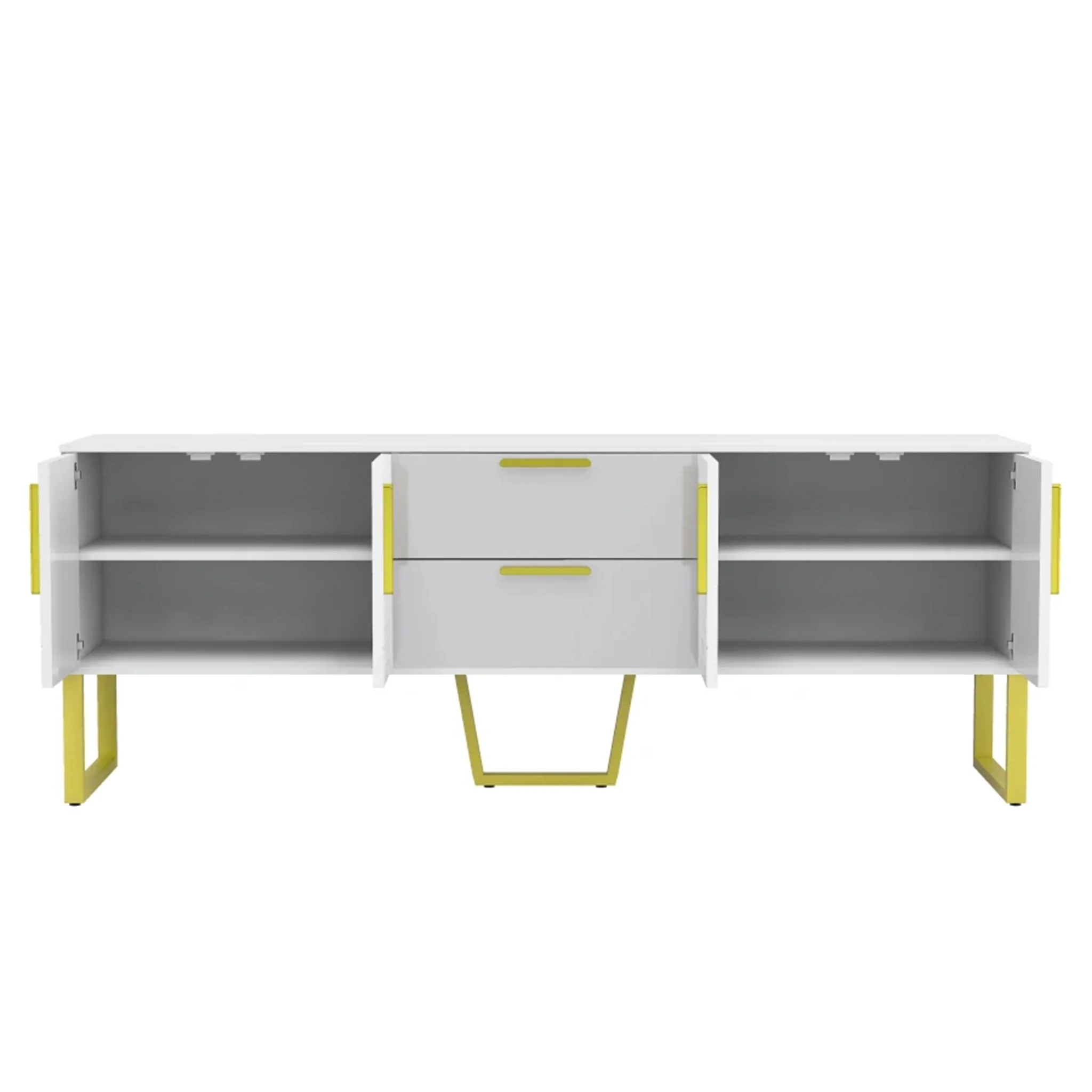 Vah | Elegant Black/White TV Stand with Metal Frame