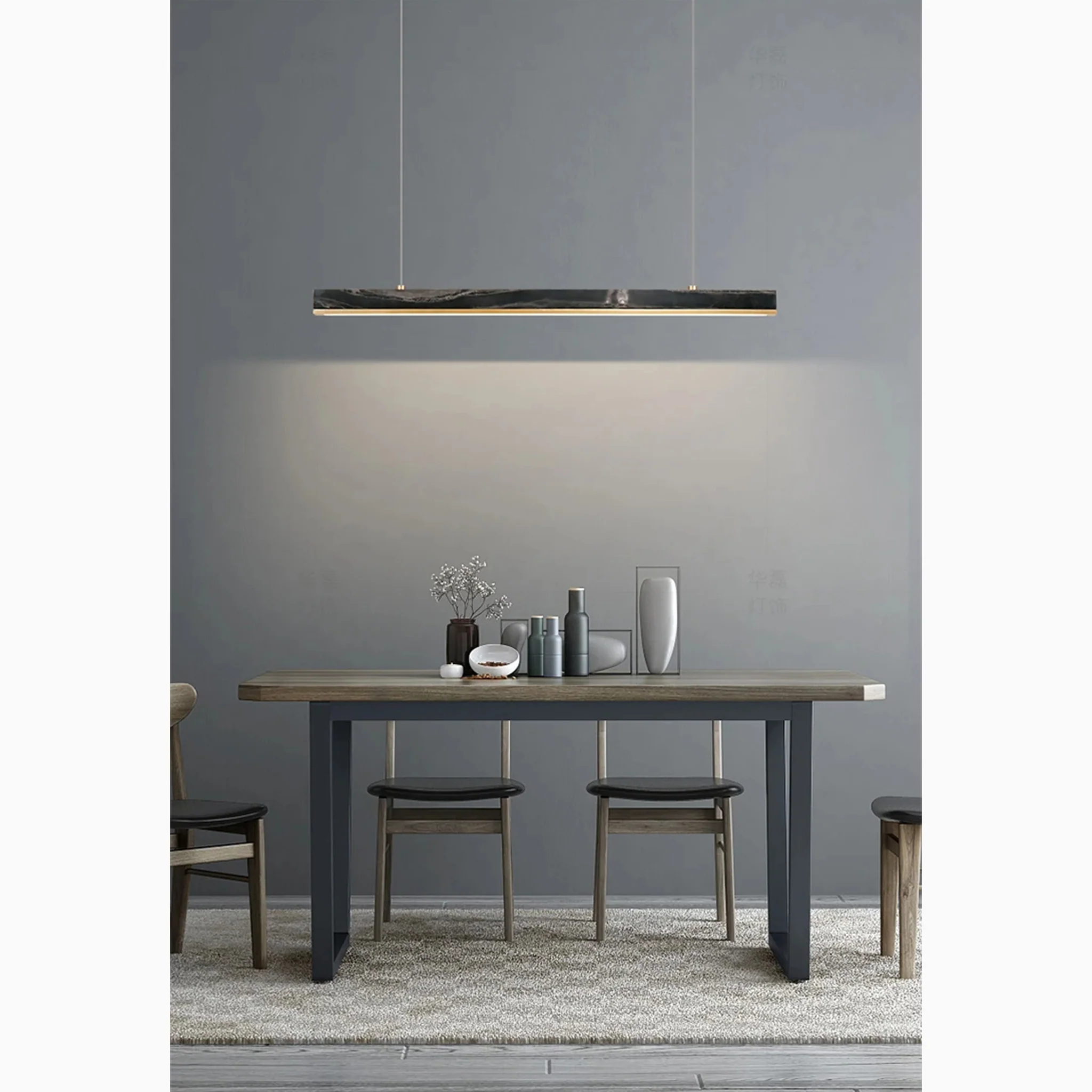 Rorschach | Minimalistic Modern Black Chandelier with Marble